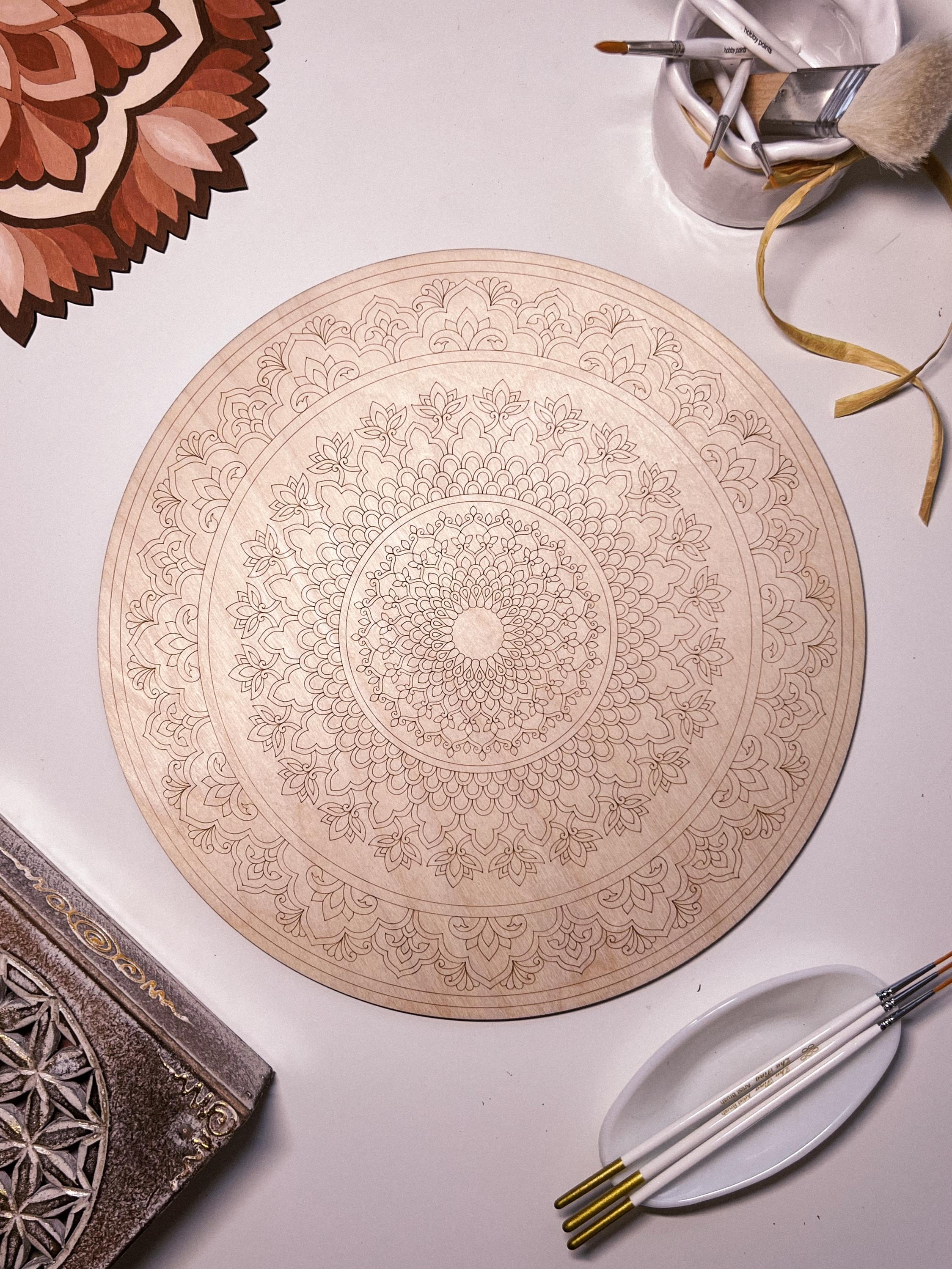 Wooden mandala for coloring, Art therapy, DIY craft, adult coloring, wall art, painting, home decor,easy drawing,coloring boards,mandala art