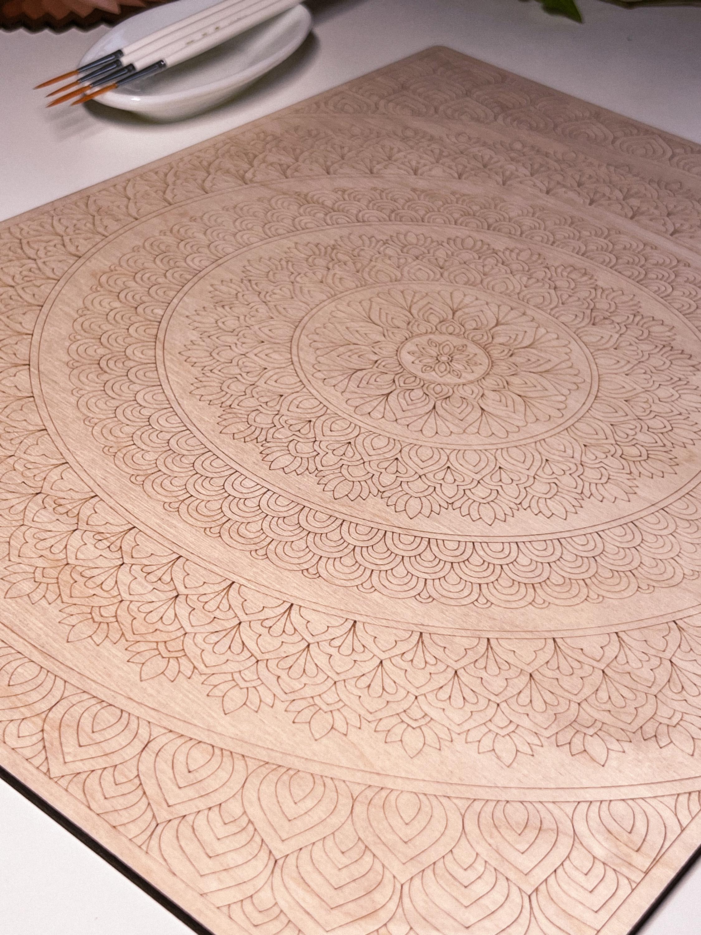 Wooden mandala for coloring, Art therapy, DIY craft, adult coloring, wall art, painting, home decor,easy drawing,coloring boards,mandala art