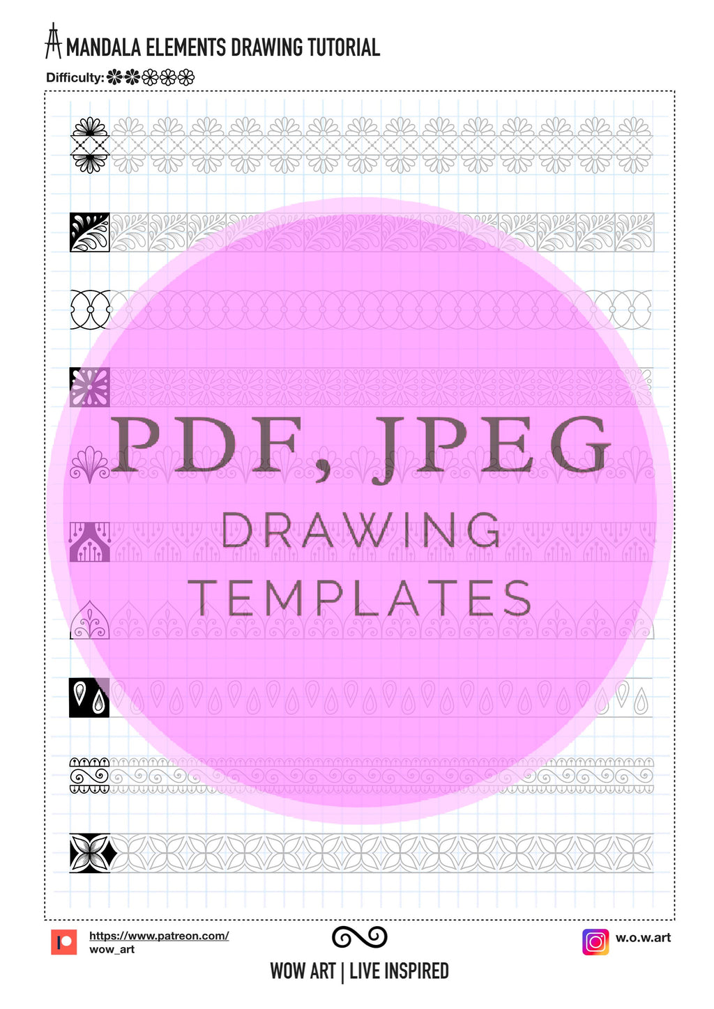 3.Einfache Muster-Übungsblätter Teil 1! Pdf, Jpeg. Mandala-Kunst, Digitalpapier, Sofort-Downloads, handgemacht, Kunsttherapie, Kalligrafie
