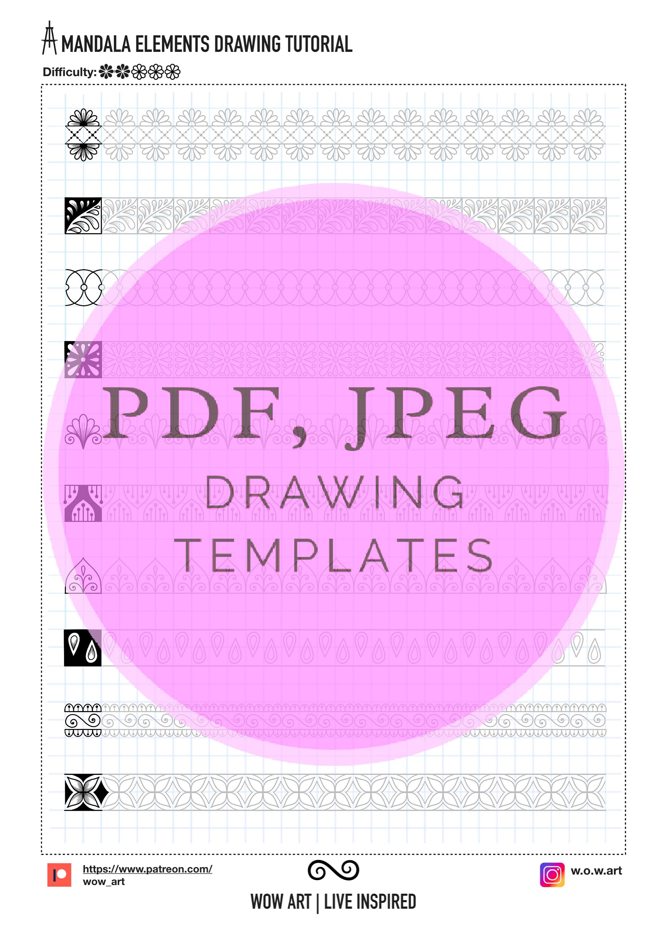 3.Einfache Muster-Übungsblätter Teil 1! Pdf, Jpeg. Mandala-Kunst, Digitalpapier, Sofort-Downloads, handgemacht, Kunsttherapie, Kalligrafie