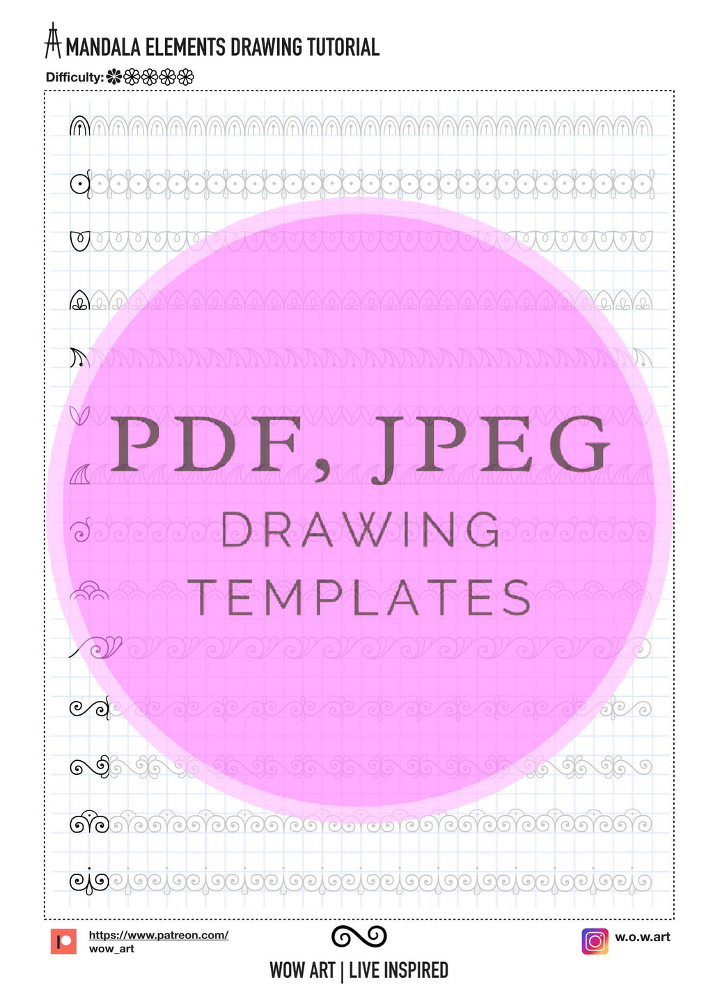1.Einfachste Muster-Übungsblätter für Anfänger! Pdf,jpeg.Mandala Kunst, digitales Papier, sofortige Downloads, handgemacht, Kunsttherapie, Kalligrafie