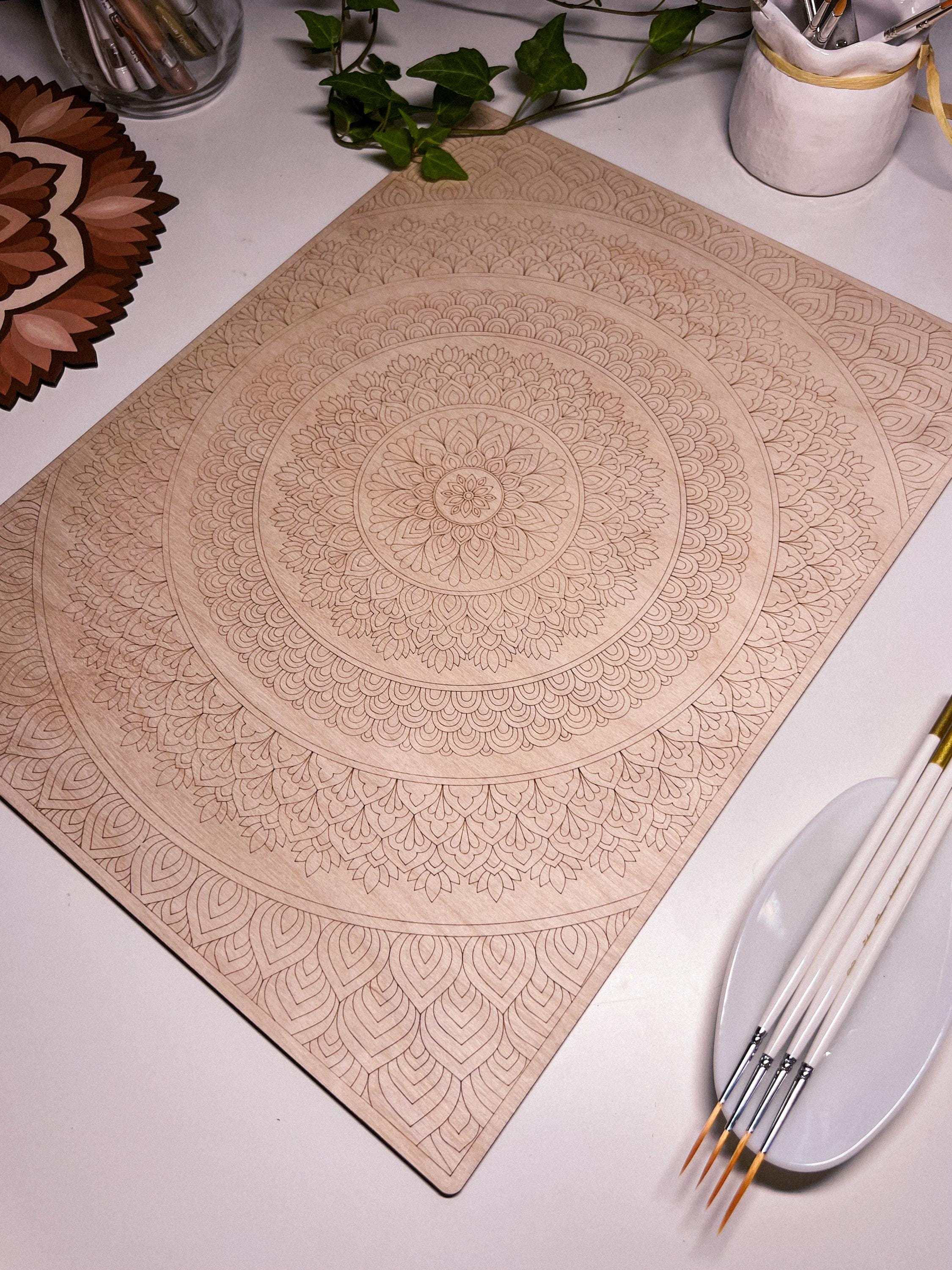 Wooden mandala for coloring, Art therapy, DIY craft, adult coloring, wall art, painting, home decor,easy drawing,coloring boards,mandala art