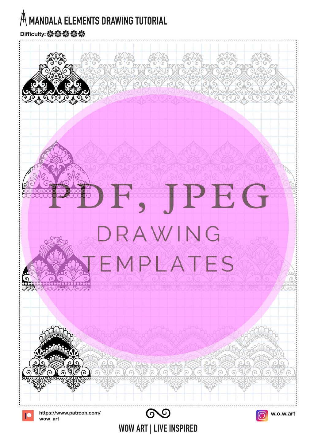 8. Übungsblätter für mehrreihige Muster! Pdf, Jpeg. Mandala-Kunst, Ornamente, digitales Papier, sofortige Downloads, handgemacht, Kunsttherapie, Kalligrafie