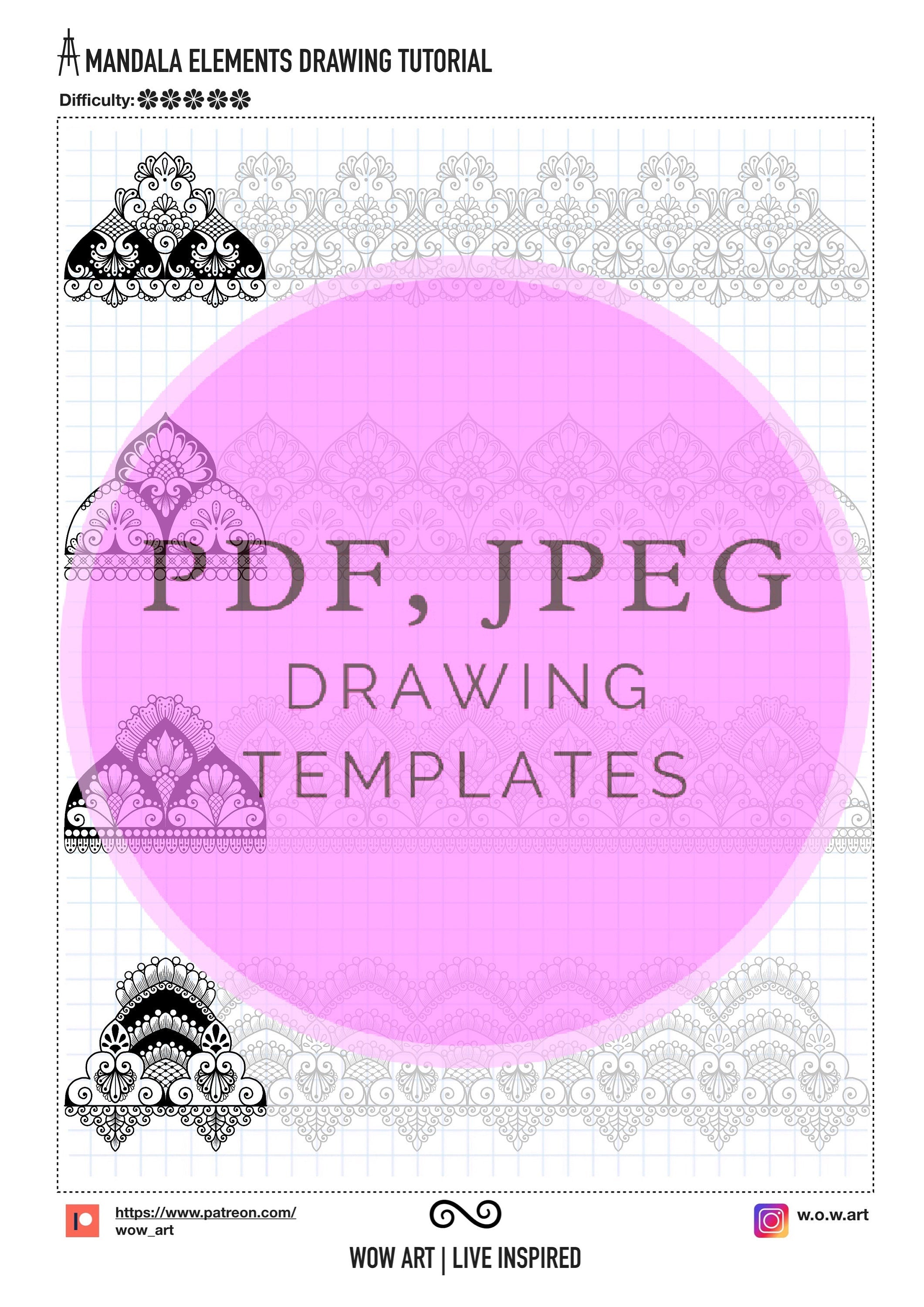 8. Übungsblätter für mehrreihige Muster! Pdf, Jpeg. Mandala-Kunst, Ornamente, digitales Papier, sofortige Downloads, handgemacht, Kunsttherapie, Kalligrafie