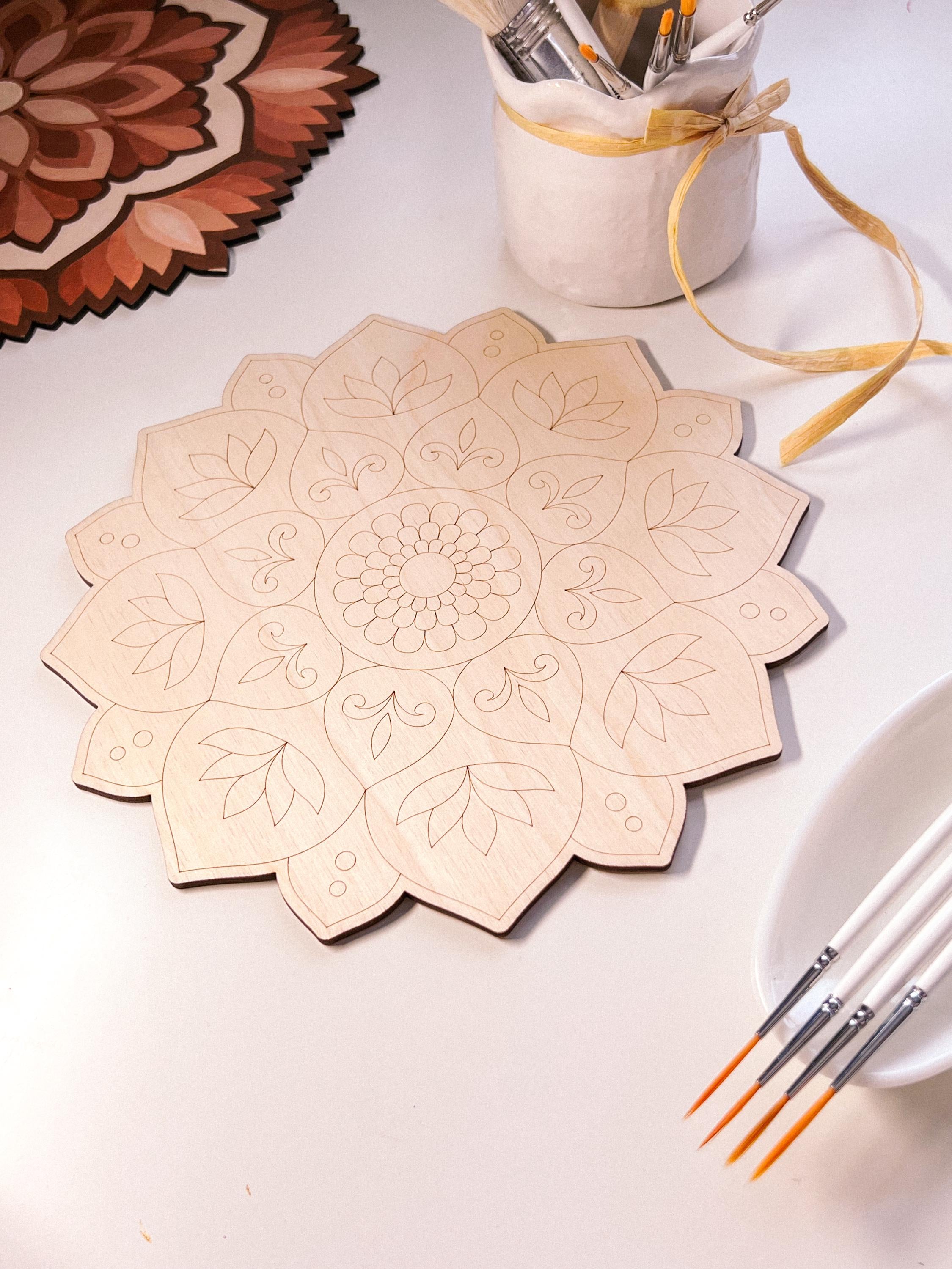 Wooden mandala for coloring, Art therapy, DIY craft, adult coloring, wall art, painting, home decor,easy drawing,coloring boards,mandala art