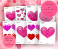 17. Valentinstagskarten zum Umreißen, Ausfüllen und Ausmalen, pdf, jpeg. Geschenke, digitales Papier, Sofort-Downloads, Malvorlage, Kunsttherapie, Scrapbooking