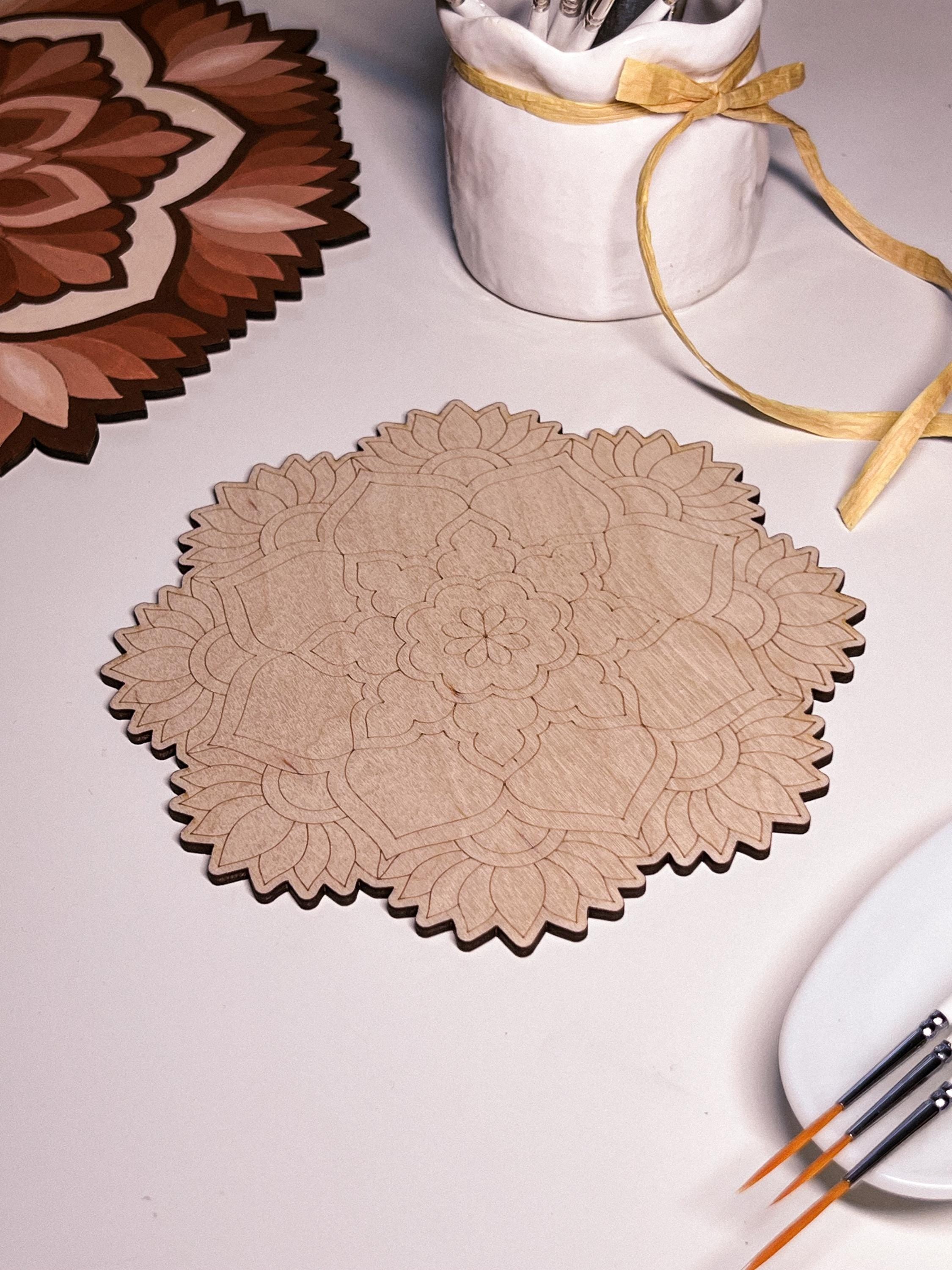 Wooden mandala for coloring, Art therapy, DIY craft, adult coloring, wall art, painting, home decor,easy drawing,coloring boards,mandala art