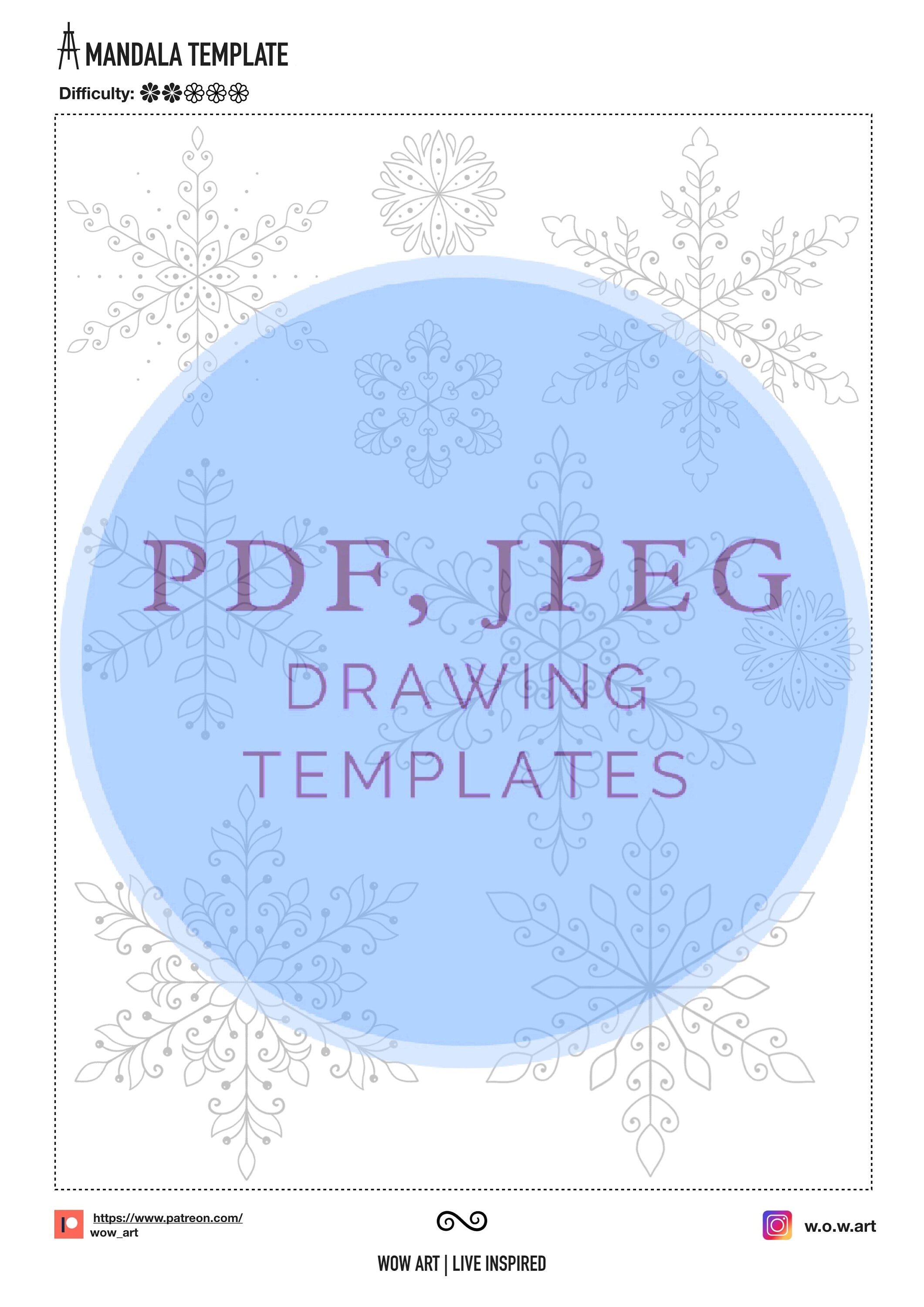 18 Schneeflocken-Mandalas zum Nachzeichnen und Ausmalen, jpeg, pdf. Digitalpapier, sofortiger Download, Malvorlage, Kunsttherapie, Kalligrafie, Scrapbooking
