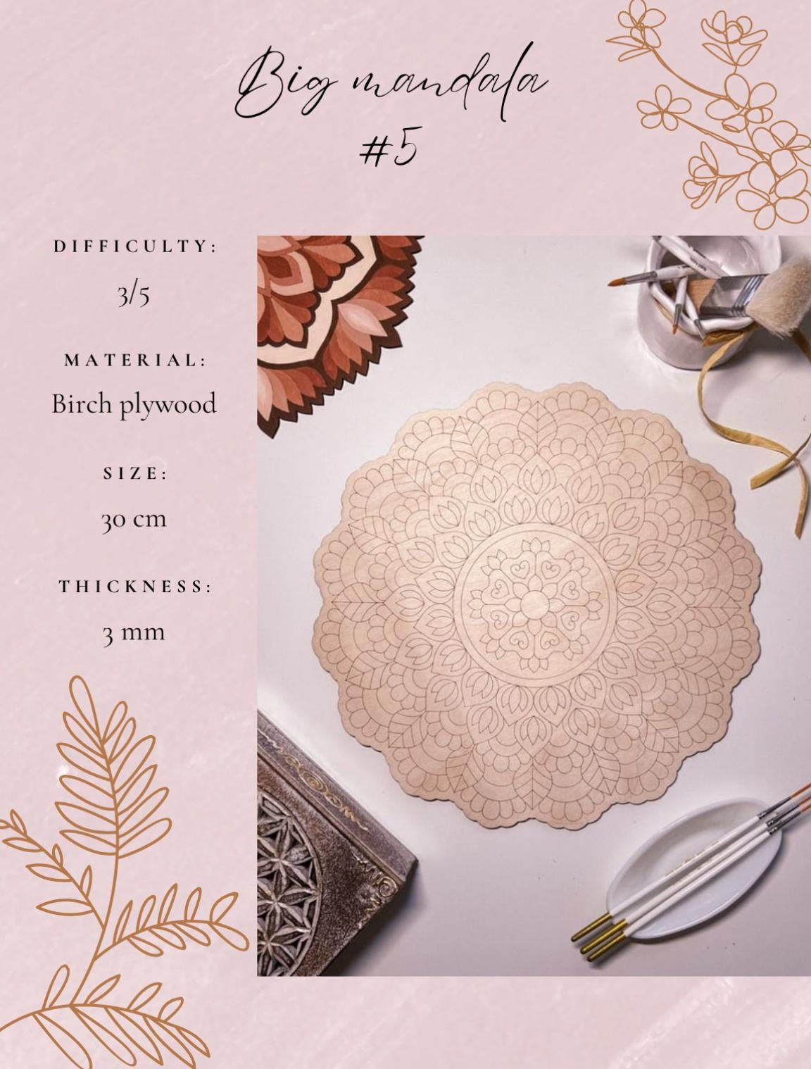 Hölzernes Mandala zum Ausmalen, Kunsttherapie, DIY-Basteln, Ausmalen für Erwachsene, Wandkunst, Malerei, Heimdekoration, einfaches Zeichnen, Malbretter, Mandala-Kunst