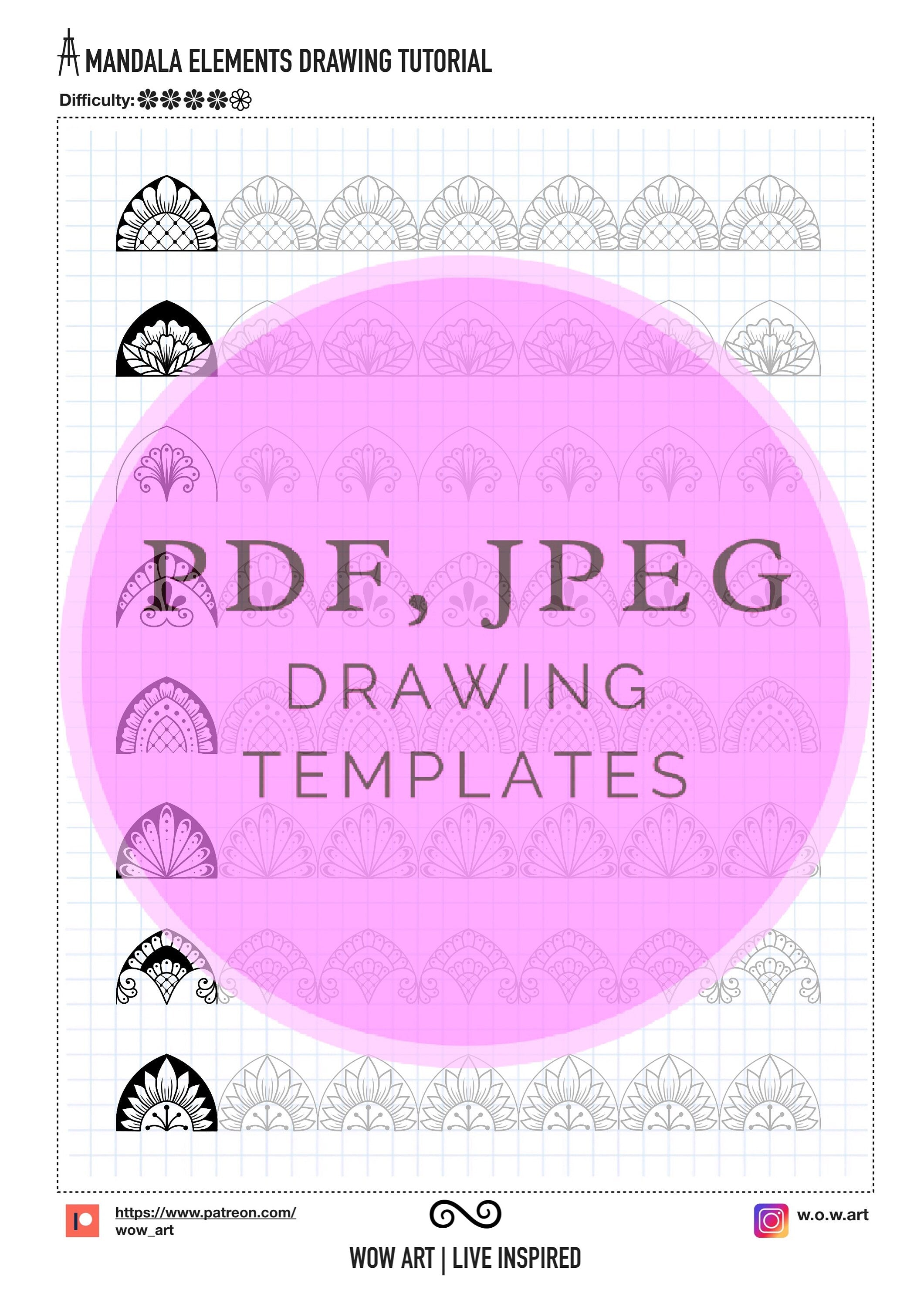 6. Fortgeschrittene Muster Trainingsblätter! Pdf, jpeg. Mandala-Kunst, Ornamente, digitales Papier, sofortige Downloads, handgemacht, Kunsttherapie, Kalligraphie