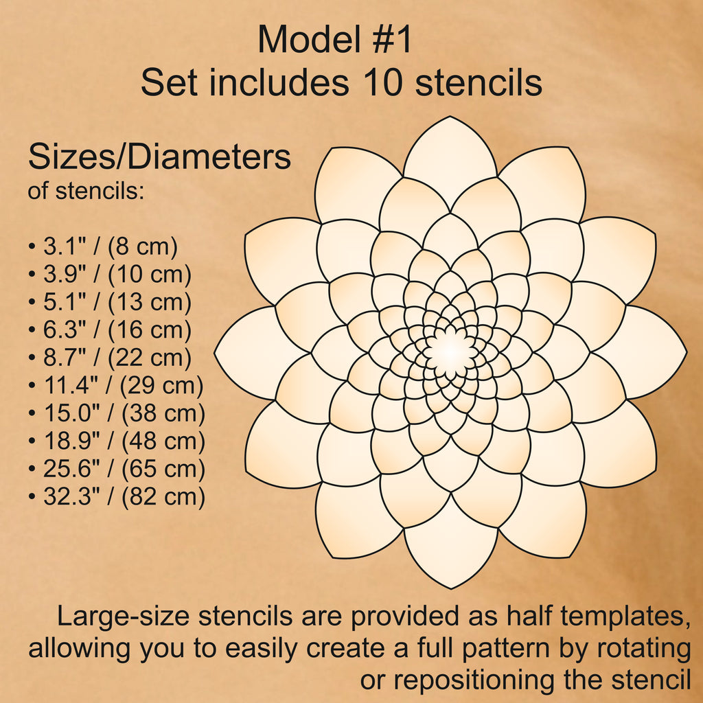 Flexibles Mandala-Schablonen-Set für Malerei & 3D-Effekt | Wiederverwendbare Mandala-Vorlagen zum Zeichnen, Boho-Kunstwerkzeug, DIY, Dabbing-Kunst