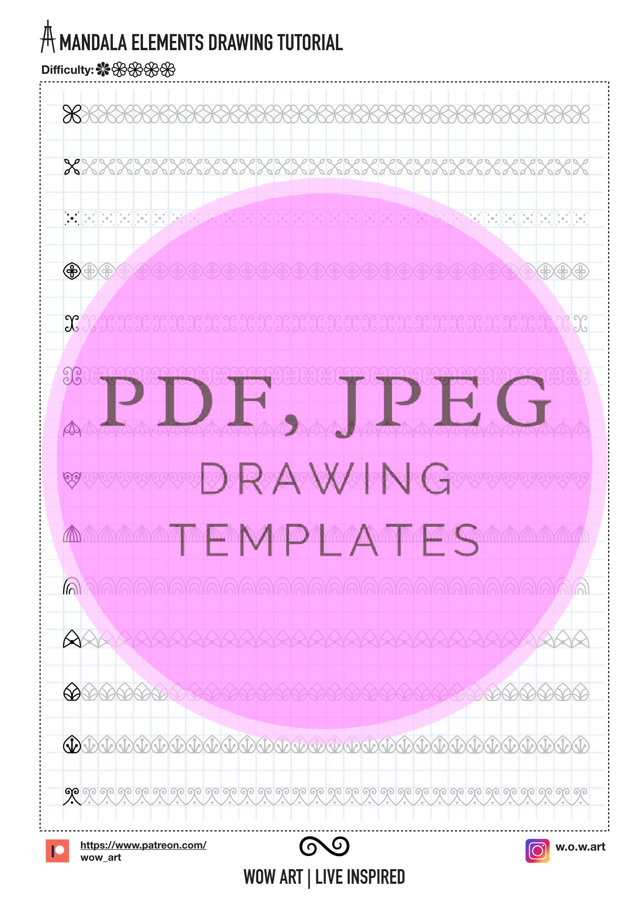 1.Einfachste Muster-Übungsblätter für Anfänger! Pdf,jpeg.Mandala Kunst, digitales Papier, sofortige Downloads, handgemacht, Kunsttherapie, Kalligrafie