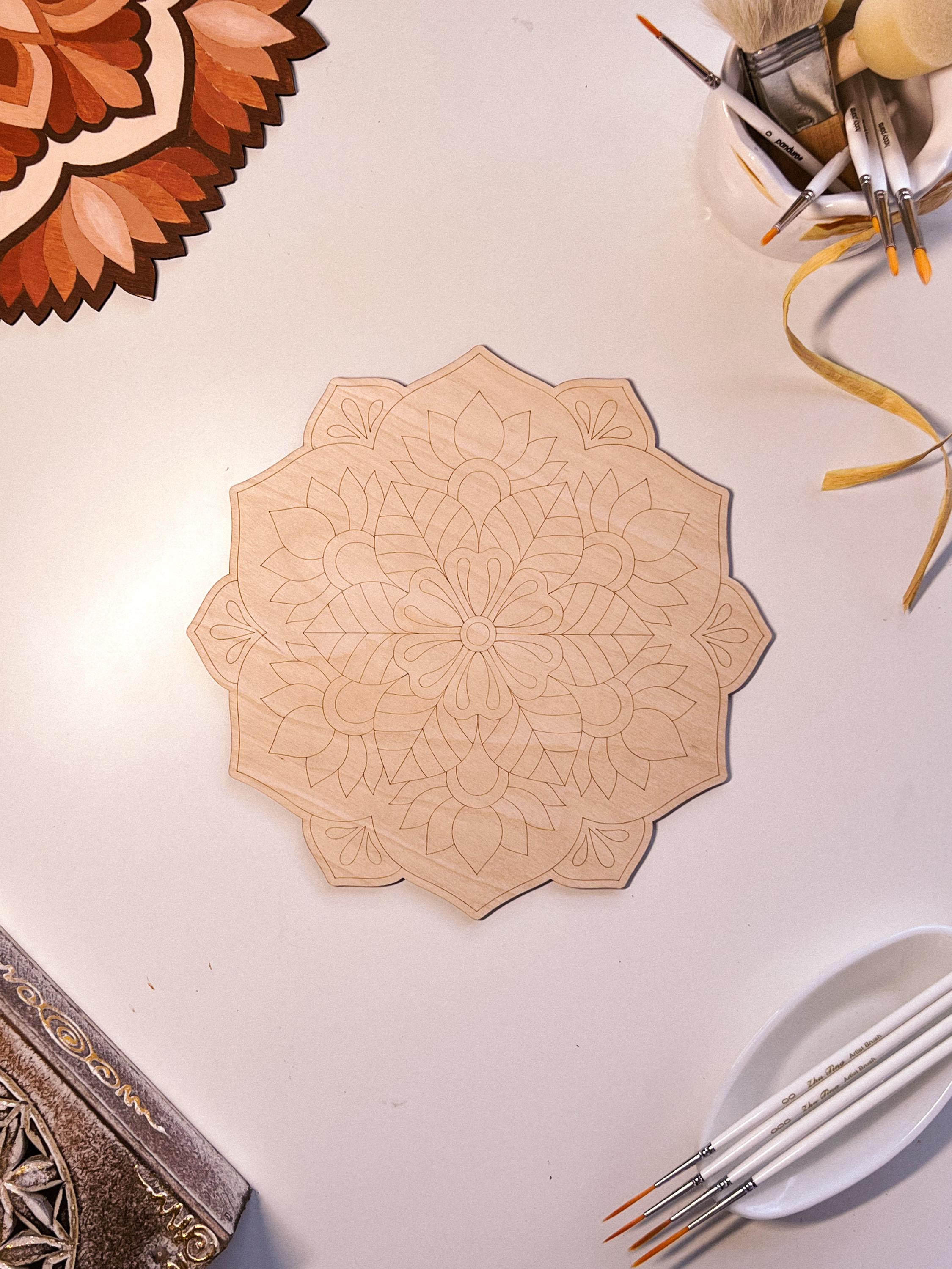 Wooden mandala for coloring, Art therapy, DIY craft, adult coloring, wall art, painting, home decor,easy drawing,coloring boards,mandala art