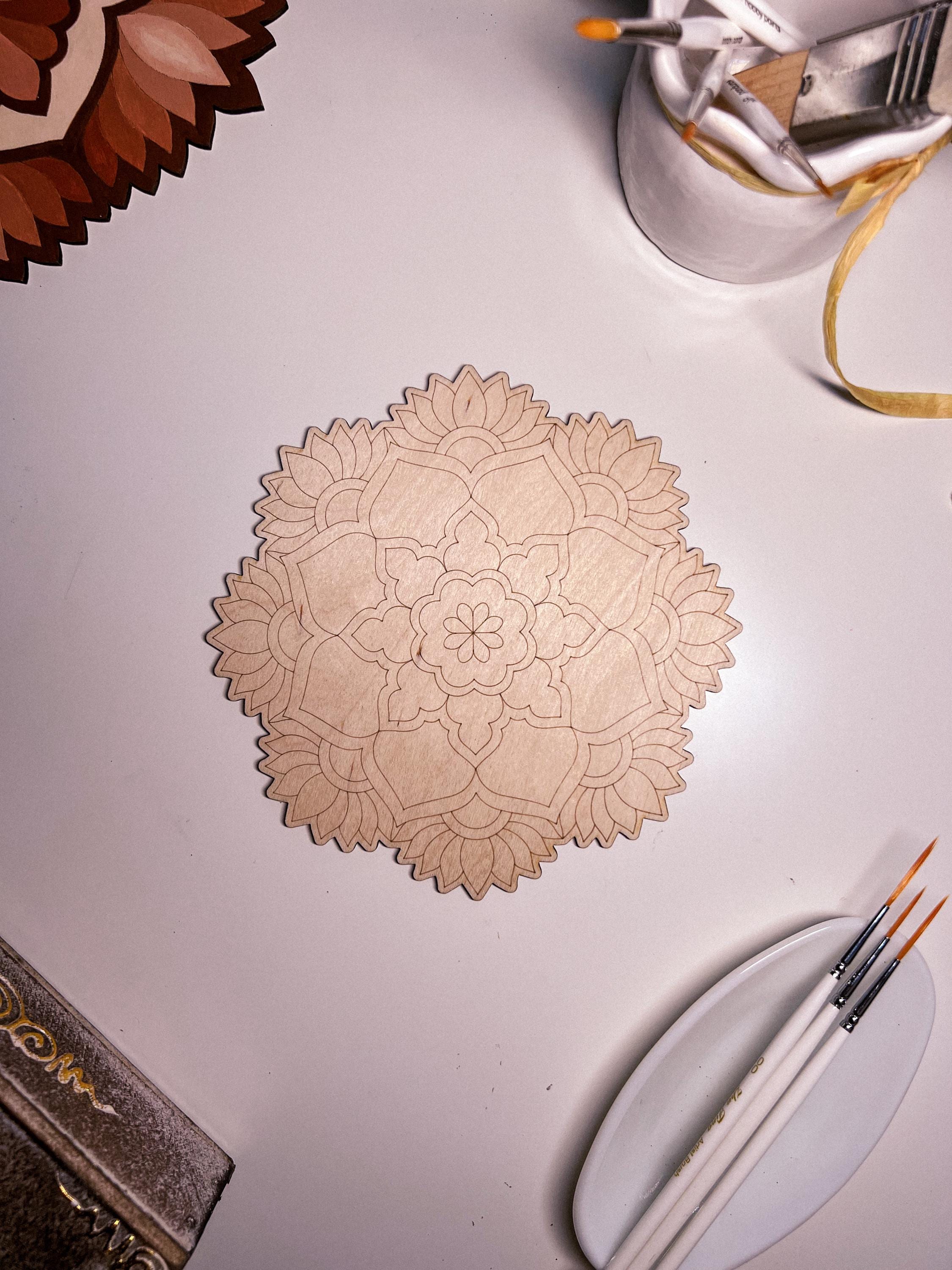 Wooden mandala for coloring, Art therapy, DIY craft, adult coloring, wall art, painting, home decor,easy drawing,coloring boards,mandala art