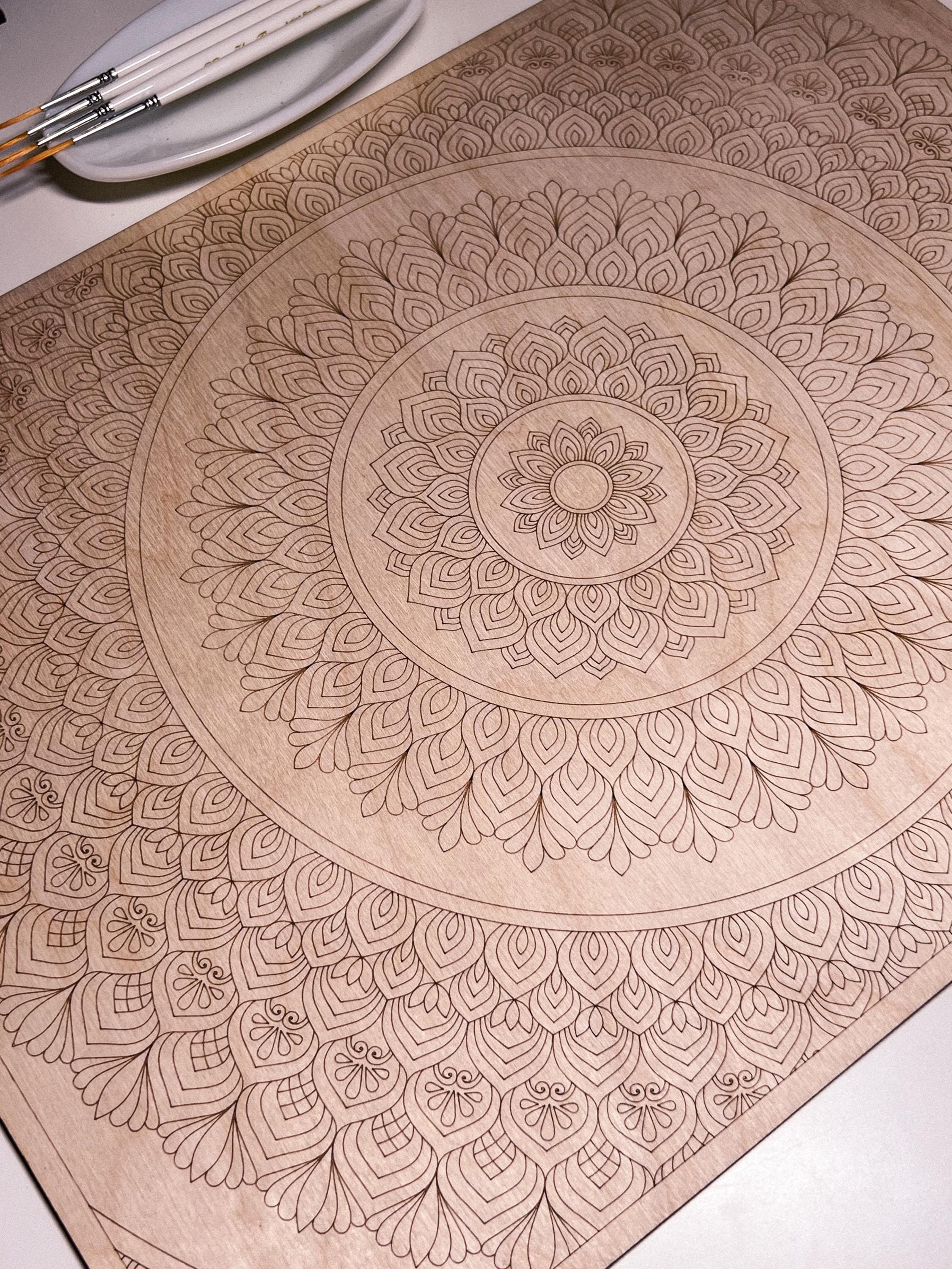 Wooden mandala for coloring, Art therapy, DIY craft, adult coloring, wall art, painting, home decor,easy drawing,coloring boards,mandala art