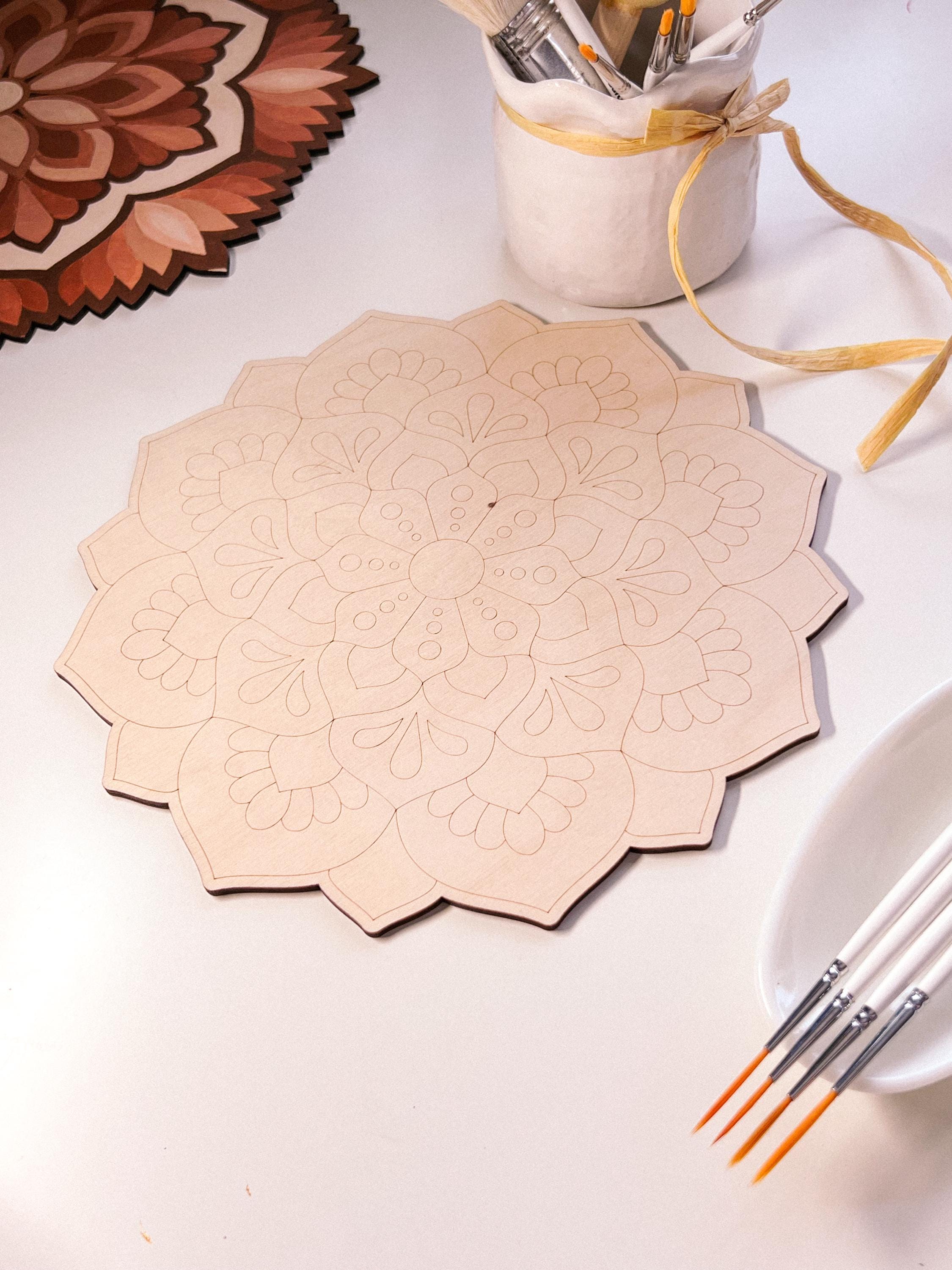 Mandala aus Holz zum Ausmalen, Kunsttherapie, DIY-Basteln, Ausmalen für Erwachsene, Wandkunst, Malerei, Heimdekoration, einfaches Zeichnen, Malbretter, Mandala-Kunst