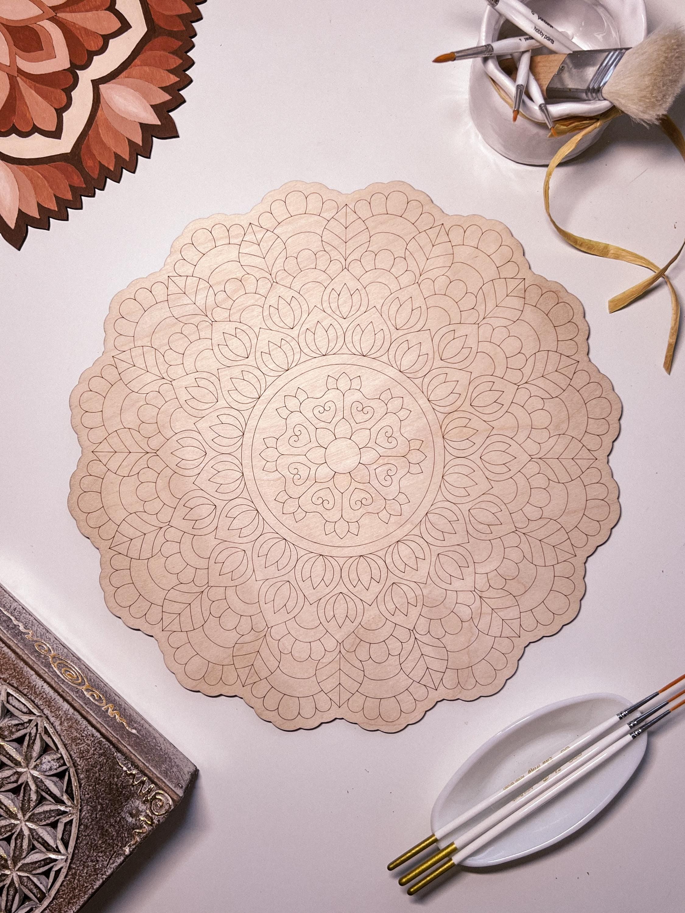 Hölzernes Mandala zum Ausmalen, Kunsttherapie, DIY-Basteln, Ausmalen für Erwachsene, Wandkunst, Malerei, Heimdekoration, einfaches Zeichnen, Malbretter, Mandala-Kunst