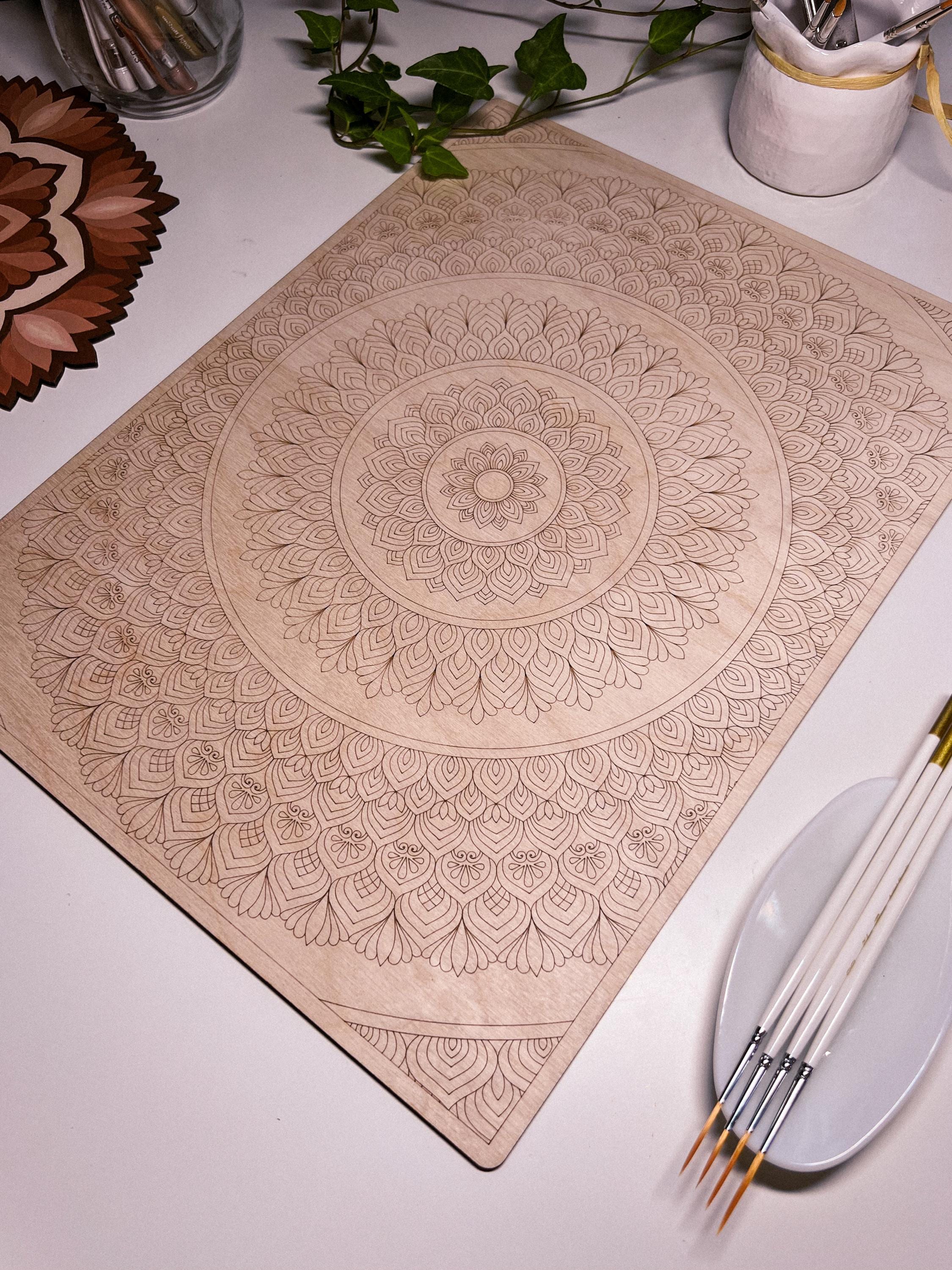 Wooden mandala for coloring, Art therapy, DIY craft, adult coloring, wall art, painting, home decor,easy drawing,coloring boards,mandala art
