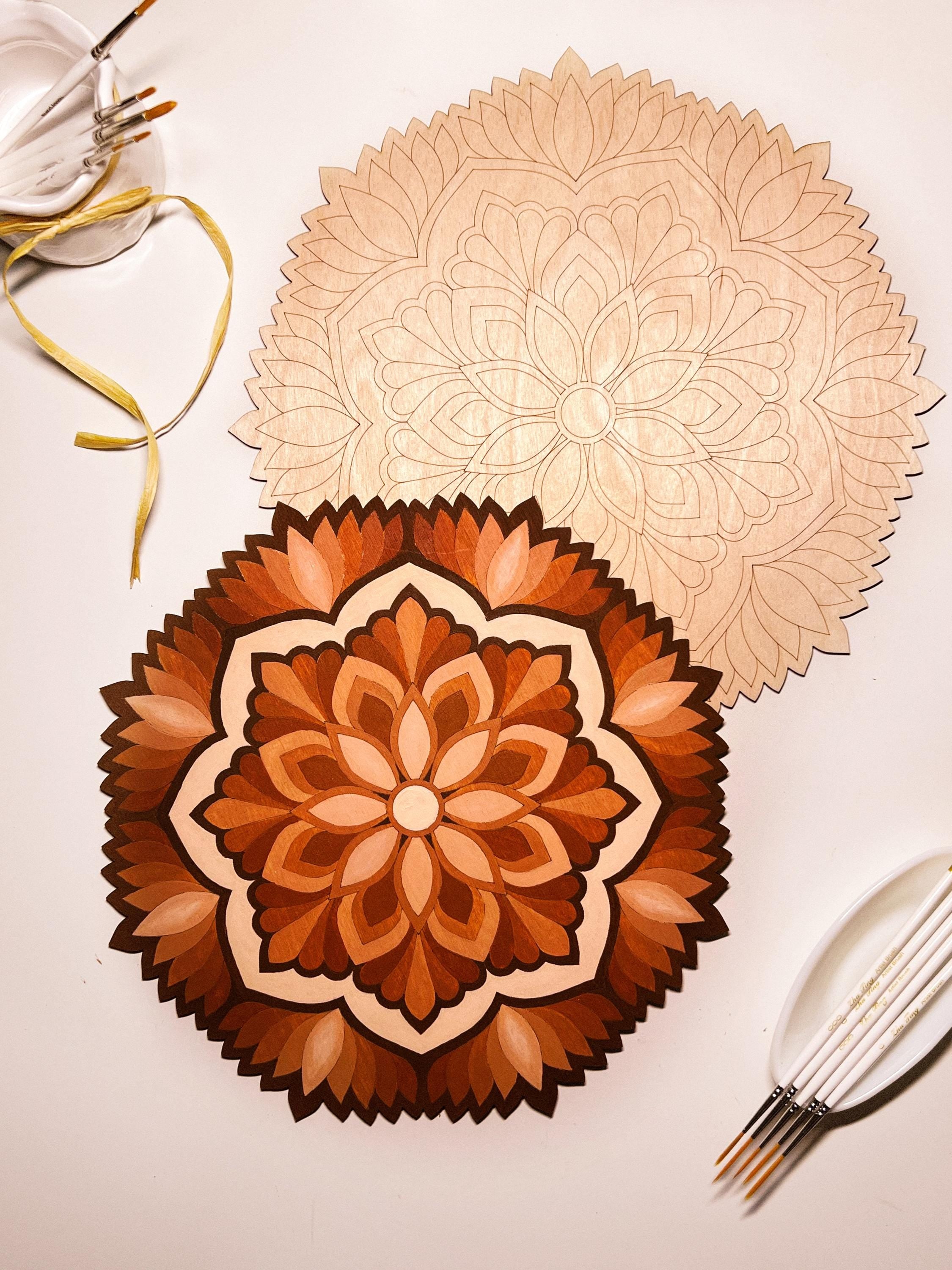 Wooden mandala for coloring, Art therapy, DIY craft, adult coloring, wall art, painting, home decor,easy drawing,coloring boards,mandala art