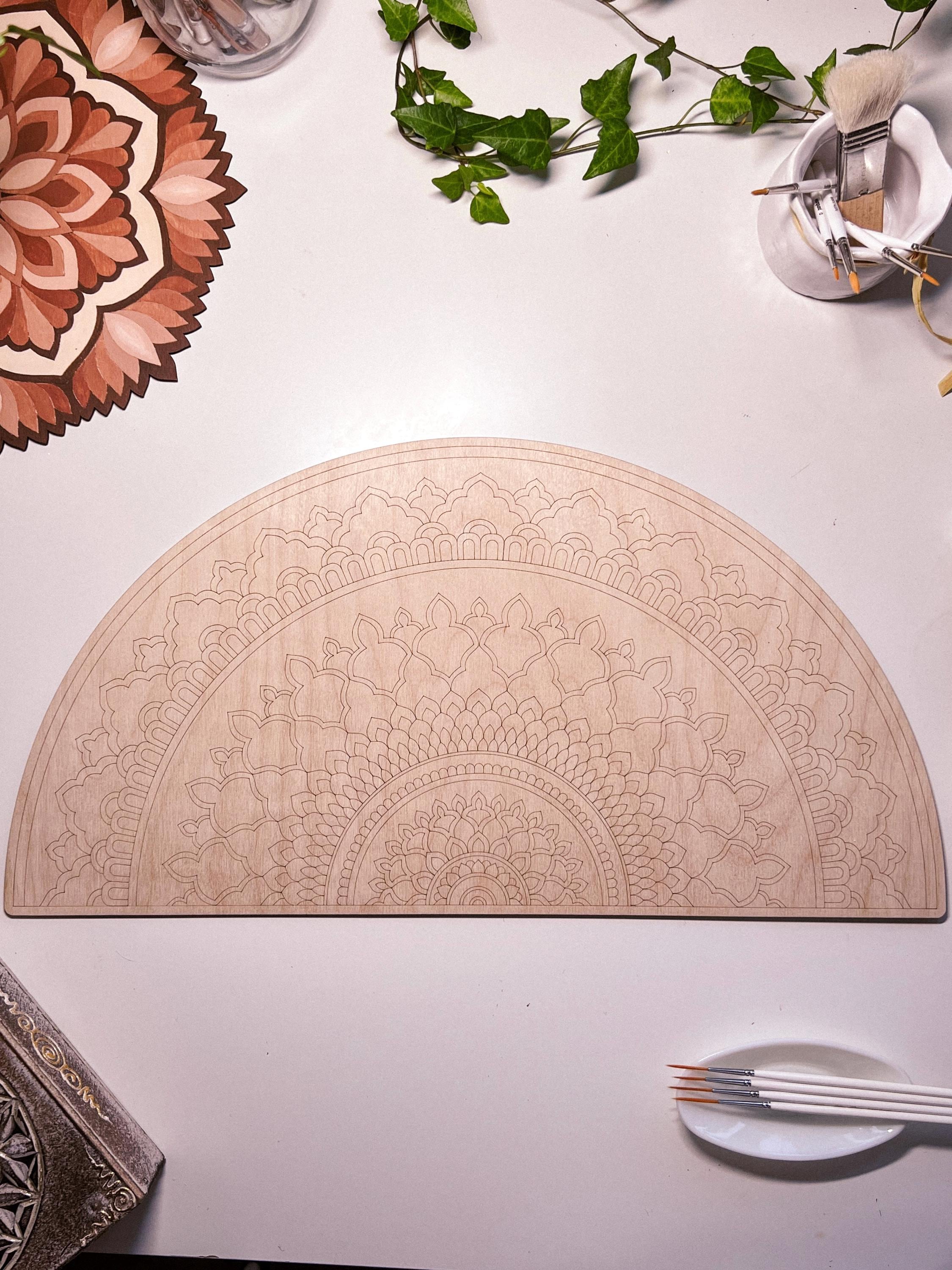 Mandala aus Holz zum Ausmalen, Kunsttherapie, Bastelset, Ausmalen für Erwachsene, Wandkunst, Malerei, Wohndekoration, einfache Zeichnung, Maltafeln, Mandala-Kunst