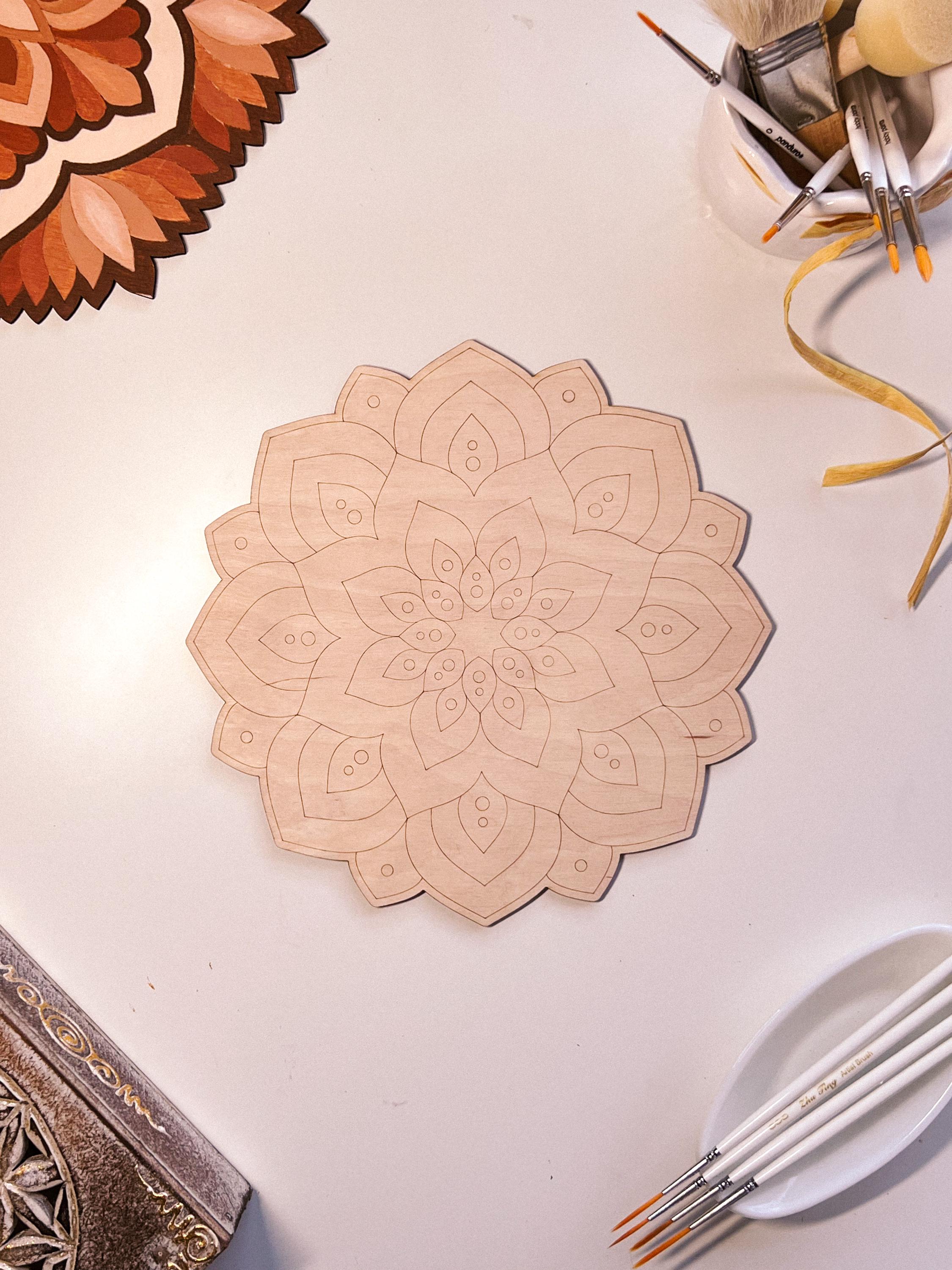Wooden mandala for coloring, Art therapy, DIY craft, adult coloring, wall art, painting, home decor,easy drawing,coloring boards,mandala art