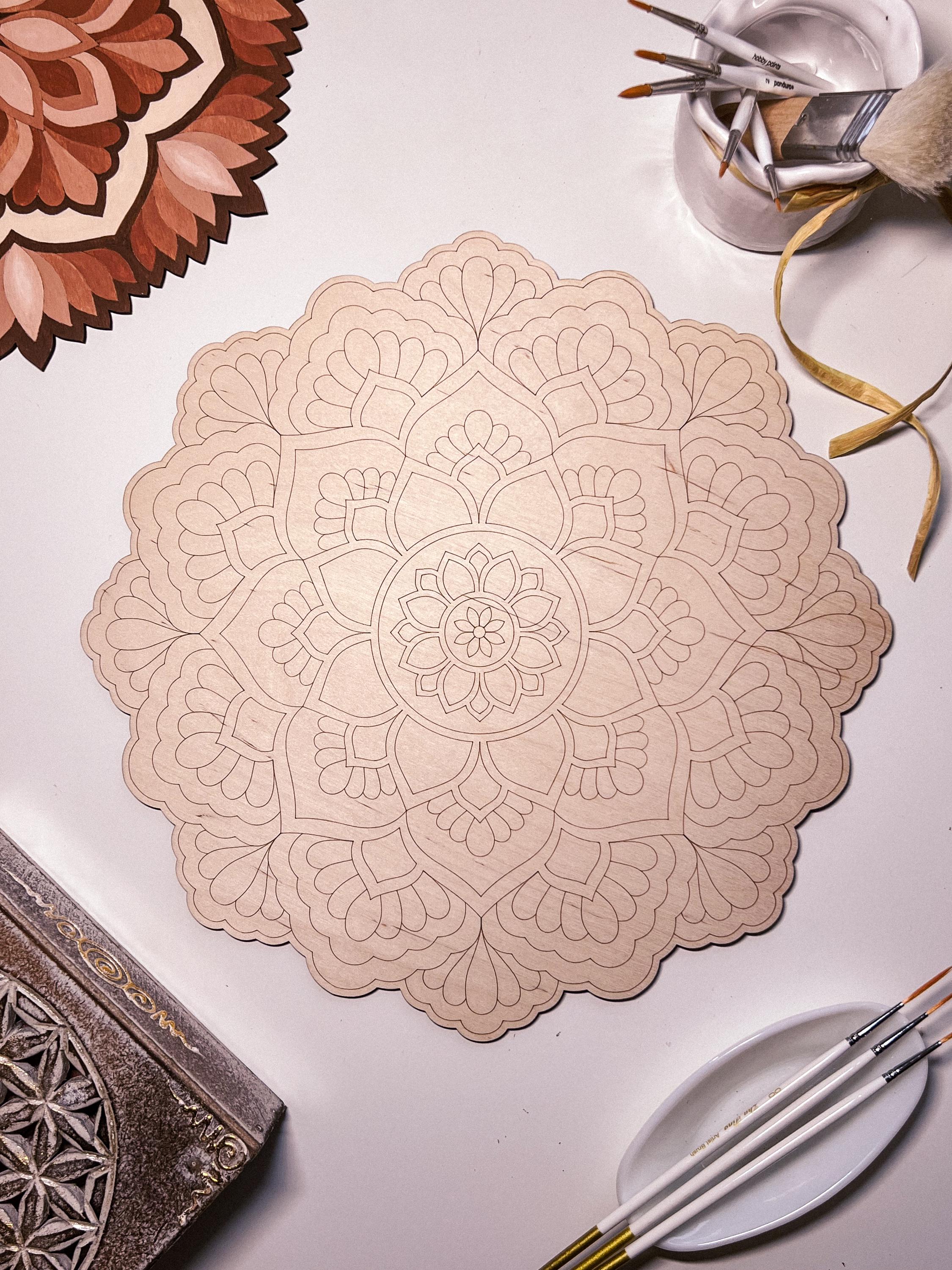 Hölzernes Mandala zum Ausmalen, Kunsttherapie, Bastelset, Malen für Erwachsene, Wandkunst, Malerei, Heimdekoration, einfache Zeichnung, Malbretter, Mandala-Kunst