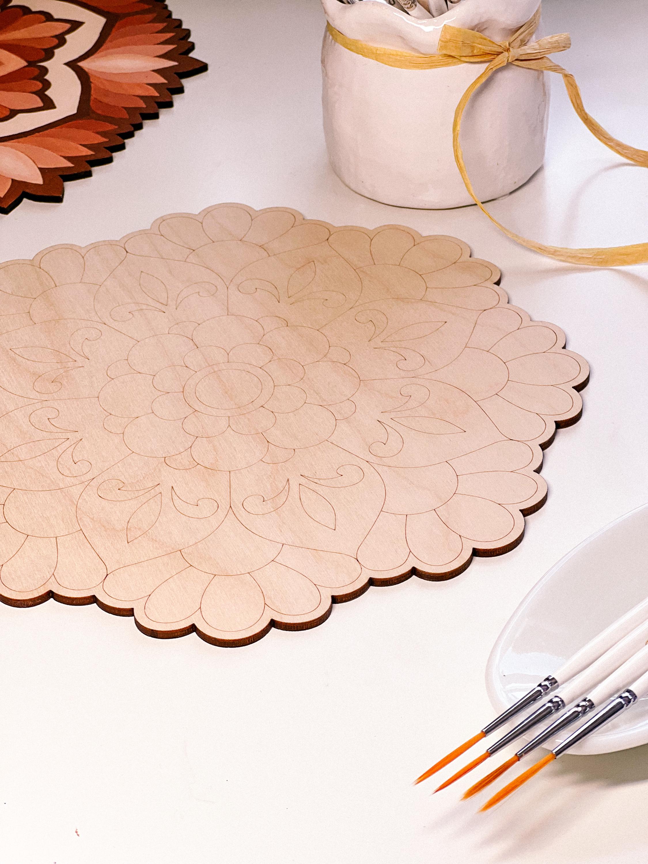 Wooden mandala for coloring, Art therapy, DIY craft, adult coloring, wall art, painting, home decor,easy drawing,coloring boards,mandala art