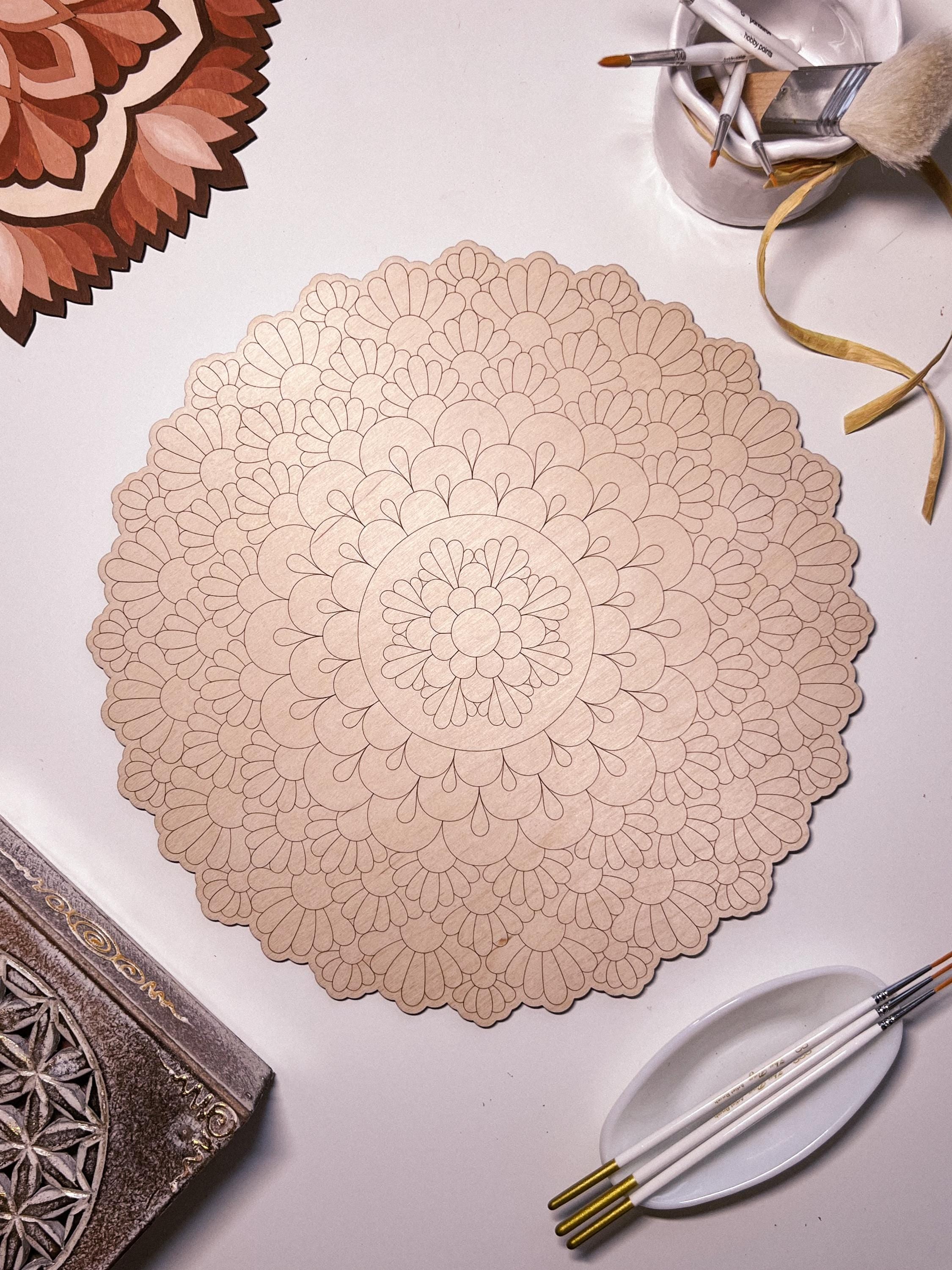 Holzmandala zum Ausmalen, Kunsttherapie, DIY-Basteln, Ausmalen für Erwachsene, Wandkunst, Malerei, Heimdekoration, einfaches Zeichnen, Ausmalbretter, Mandala-Kunst