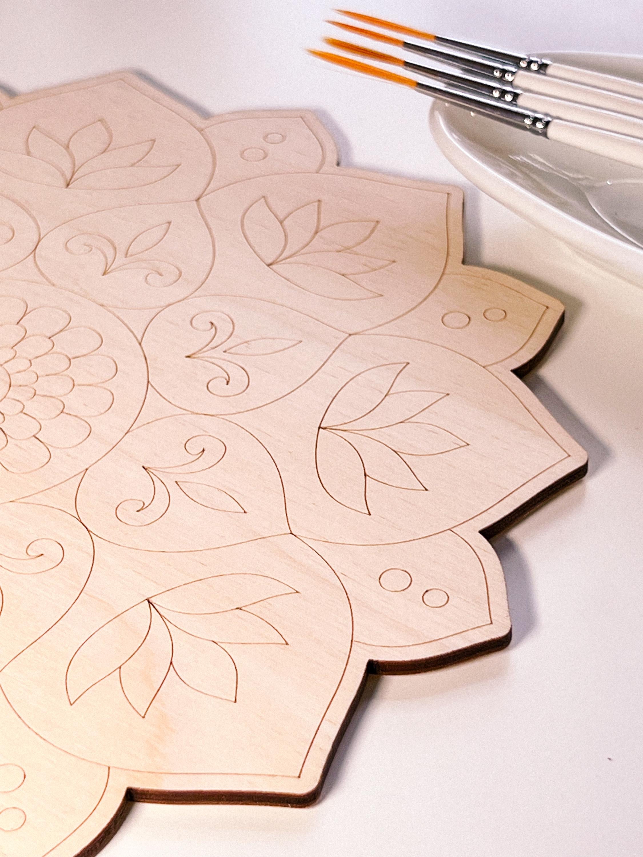 Wooden mandala for coloring, Art therapy, DIY craft, adult coloring, wall art, painting, home decor,easy drawing,coloring boards,mandala art