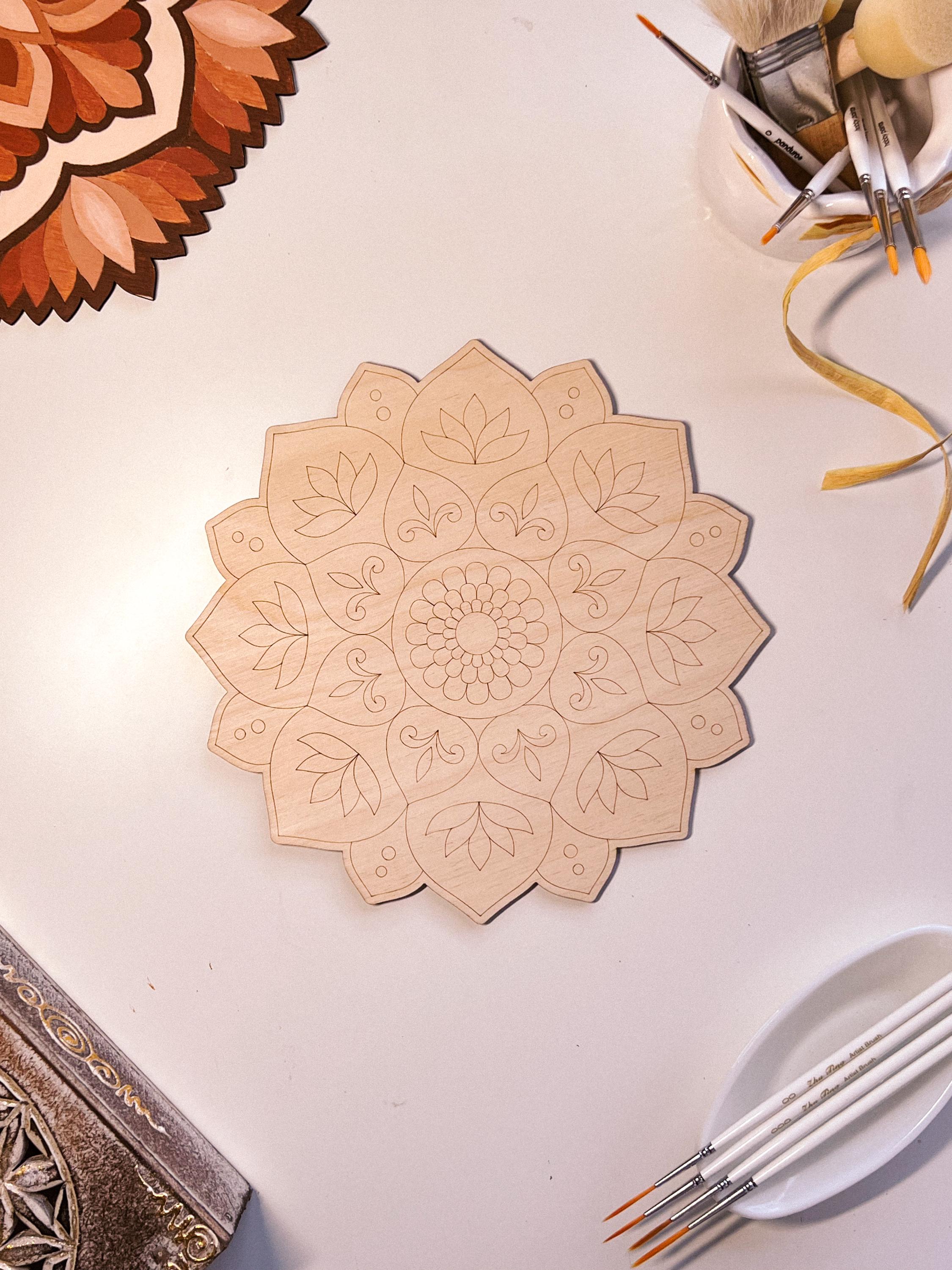 Wooden mandala for coloring, Art therapy, DIY craft, adult coloring, wall art, painting, home decor,easy drawing,coloring boards,mandala art