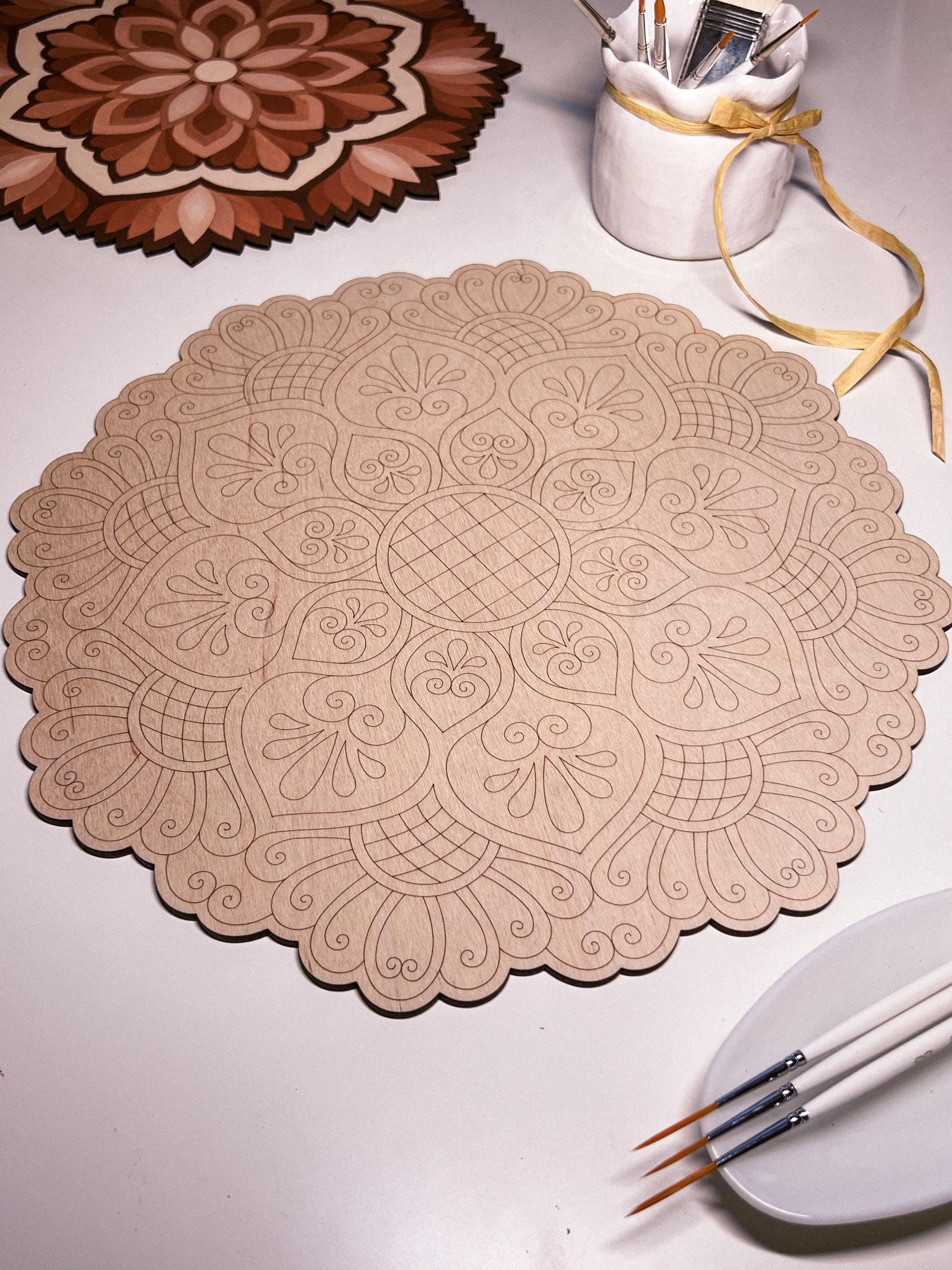 Wooden mandala for coloring, Art therapy, DIY craft, adult coloring, wall art, painting, home decor,easy drawing,coloring boards,mandala art
