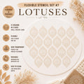 Lotus-Schablonen-Set #7 | Wiederverwendbare flexible Kunststoffschablonen | Halbtransparente Mandala-Vorlagen | Punktmalerei | 21 Designs/3 Größen | DIY