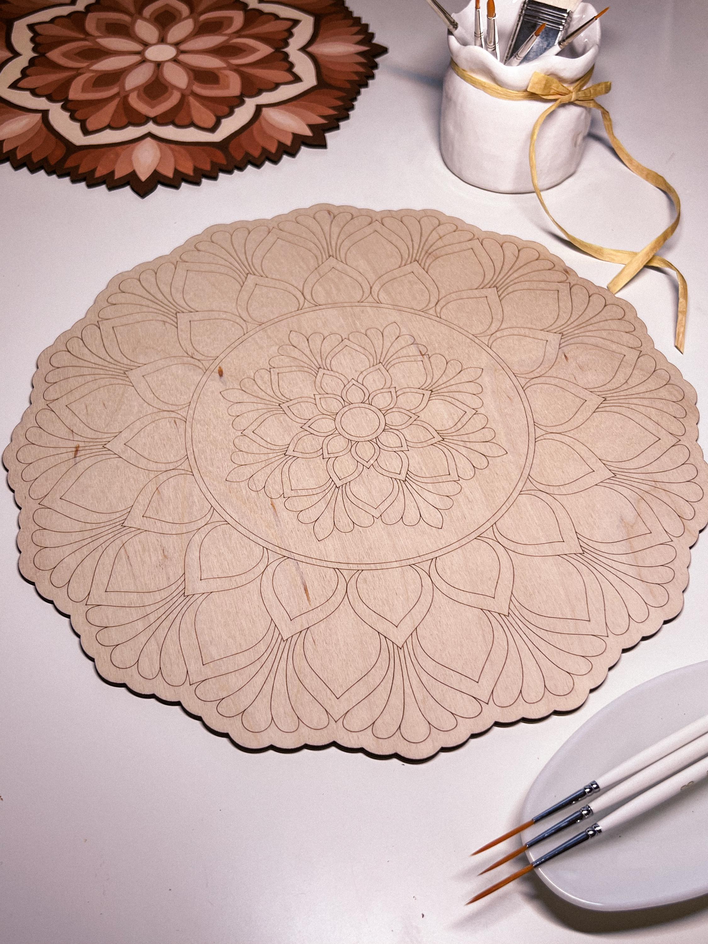 Holz-Mandala zum Ausmalen, Kunsttherapie, DIY-Basteln, Ausmalen für Erwachsene, Wandkunst, Malerei, Heimdekoration, einfaches Zeichnen, Malvorlagen, Mandala-Kunst