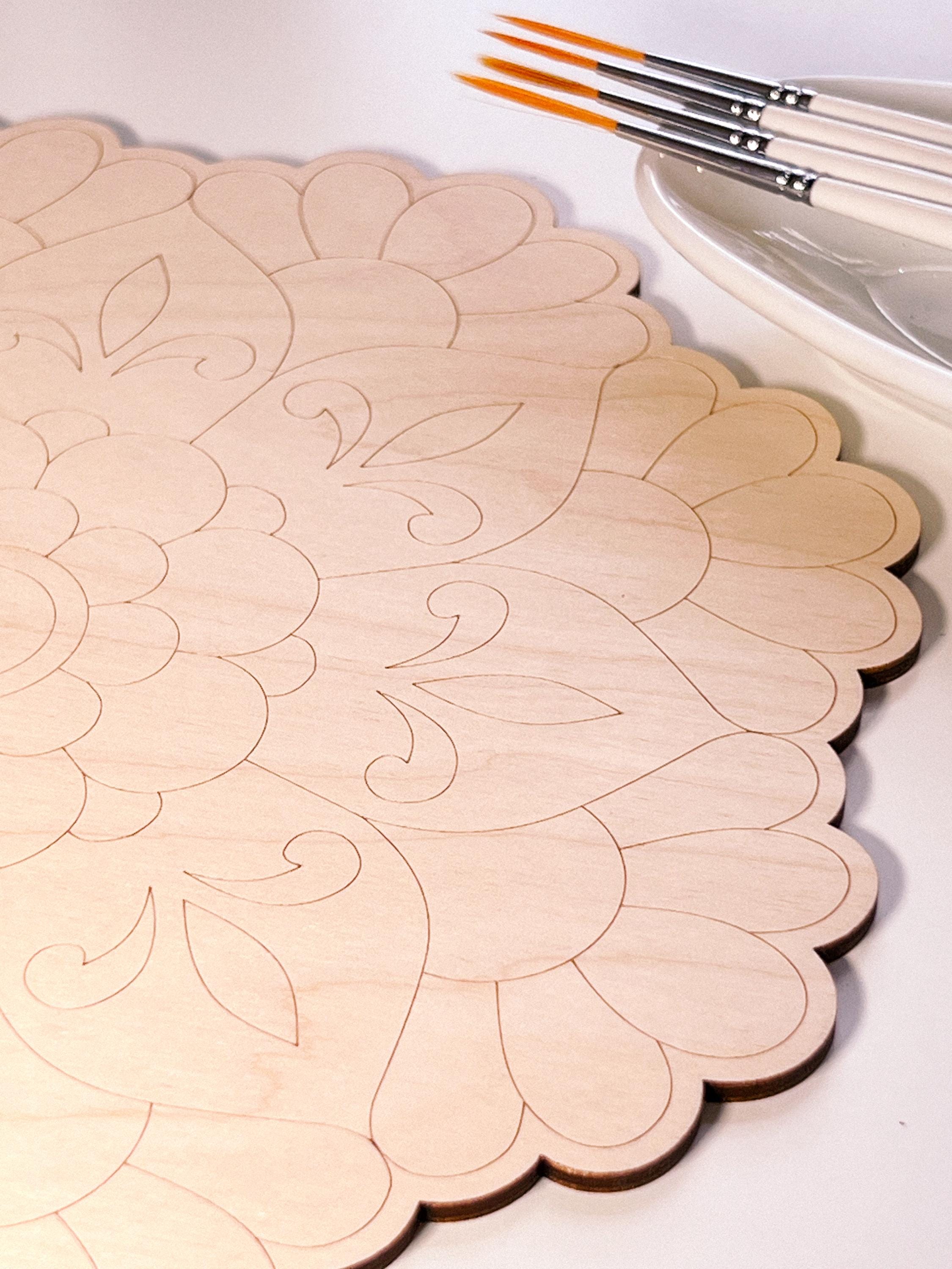 Wooden mandala for coloring, Art therapy, DIY craft, adult coloring, wall art, painting, home decor,easy drawing,coloring boards,mandala art