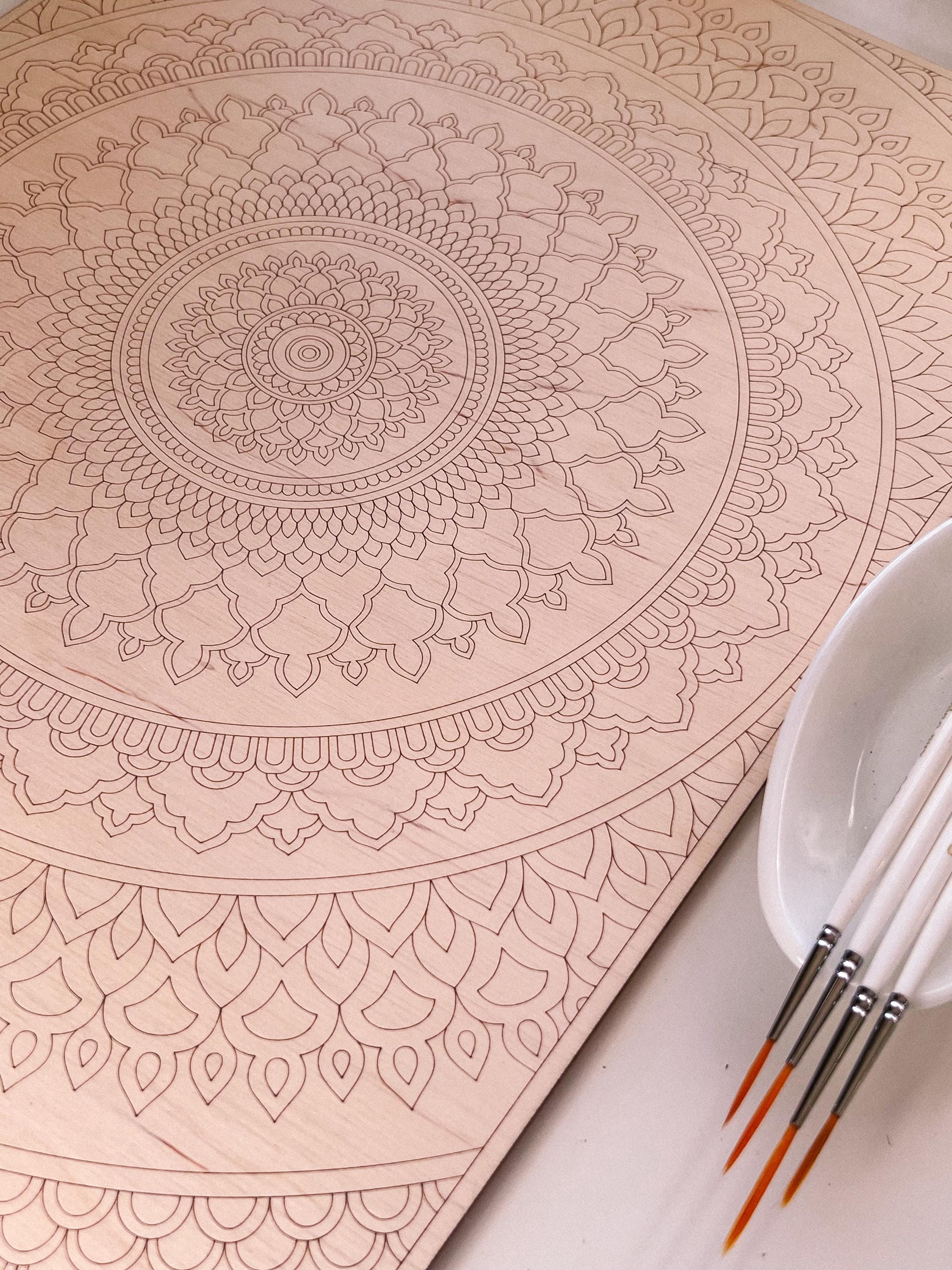 Wooden mandala for coloring, Art therapy, DIY craft, adult coloring, wall art, painting, home decor,easy drawing,coloring boards,mandala art
