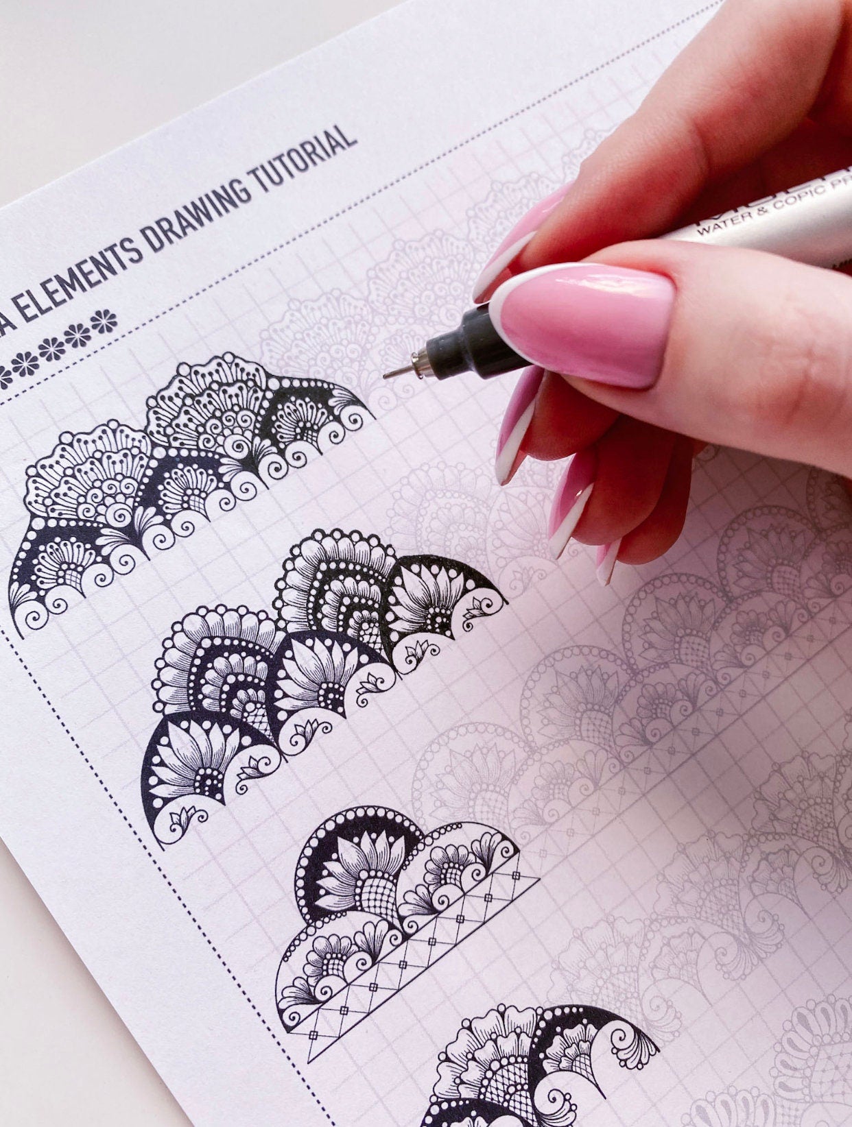 8. Übungsblätter für mehrreihige Muster! Pdf, Jpeg. Mandala-Kunst, Ornamente, digitales Papier, sofortige Downloads, handgemacht, Kunsttherapie, Kalligrafie