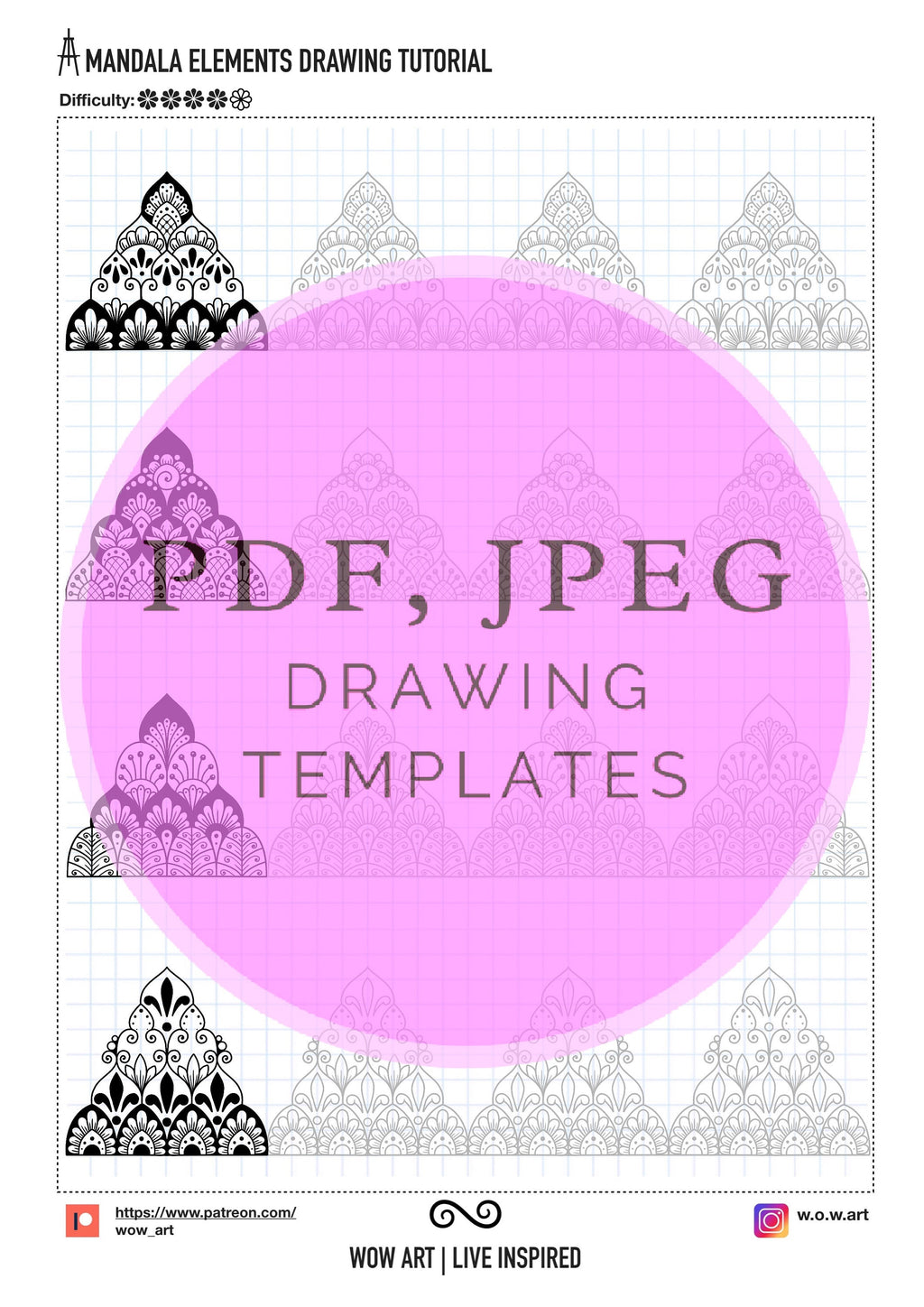 8. Übungsblätter für mehrreihige Muster! Pdf, Jpeg. Mandala-Kunst, Ornamente, digitales Papier, sofortige Downloads, handgemacht, Kunsttherapie, Kalligrafie