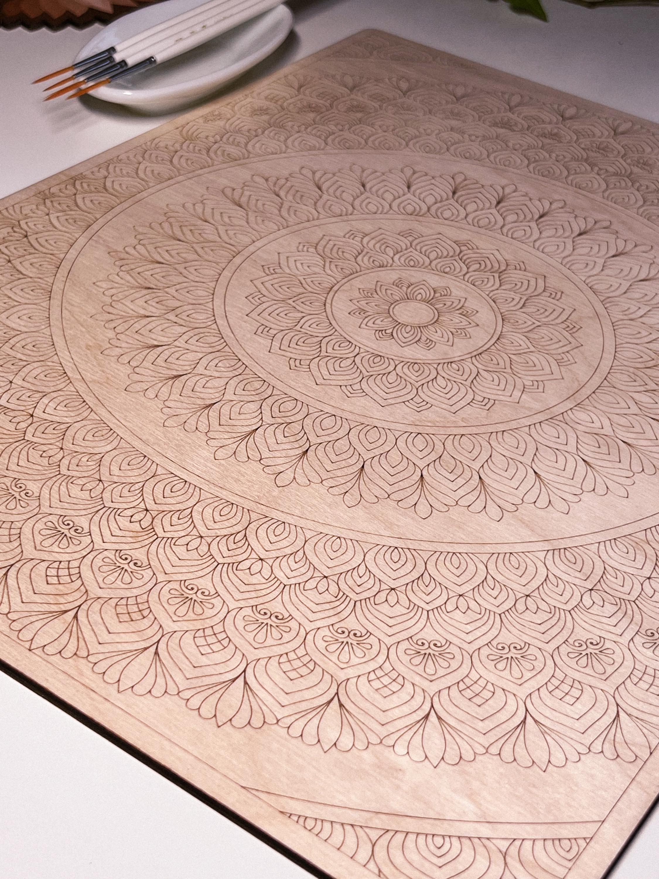 Wooden mandala for coloring, Art therapy, DIY craft, adult coloring, wall art, painting, home decor,easy drawing,coloring boards,mandala art