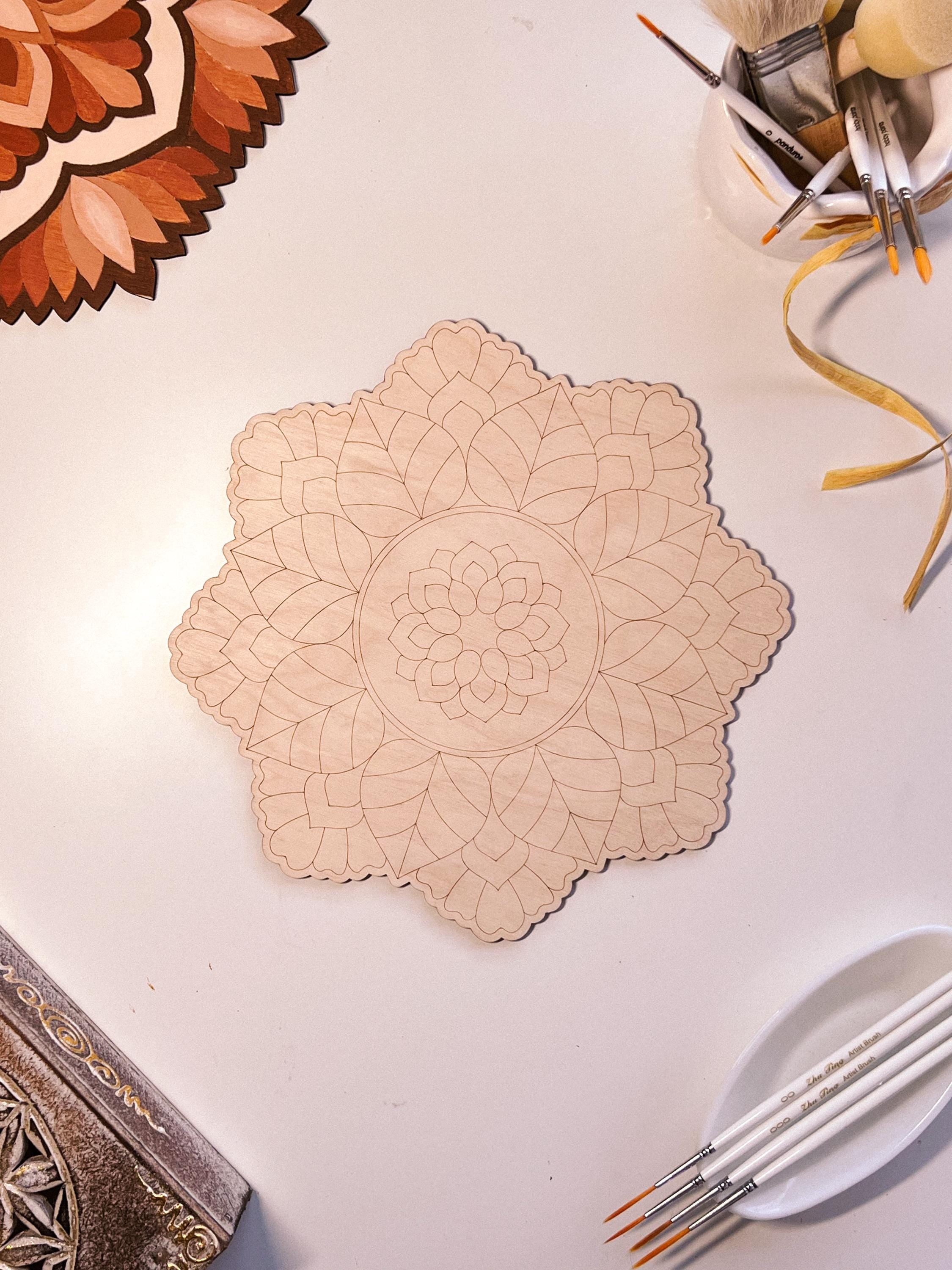 Wooden mandala for coloring, Art therapy, DIY craft, adult coloring, wall art, painting, home decor,easy drawing,coloring boards,mandala art