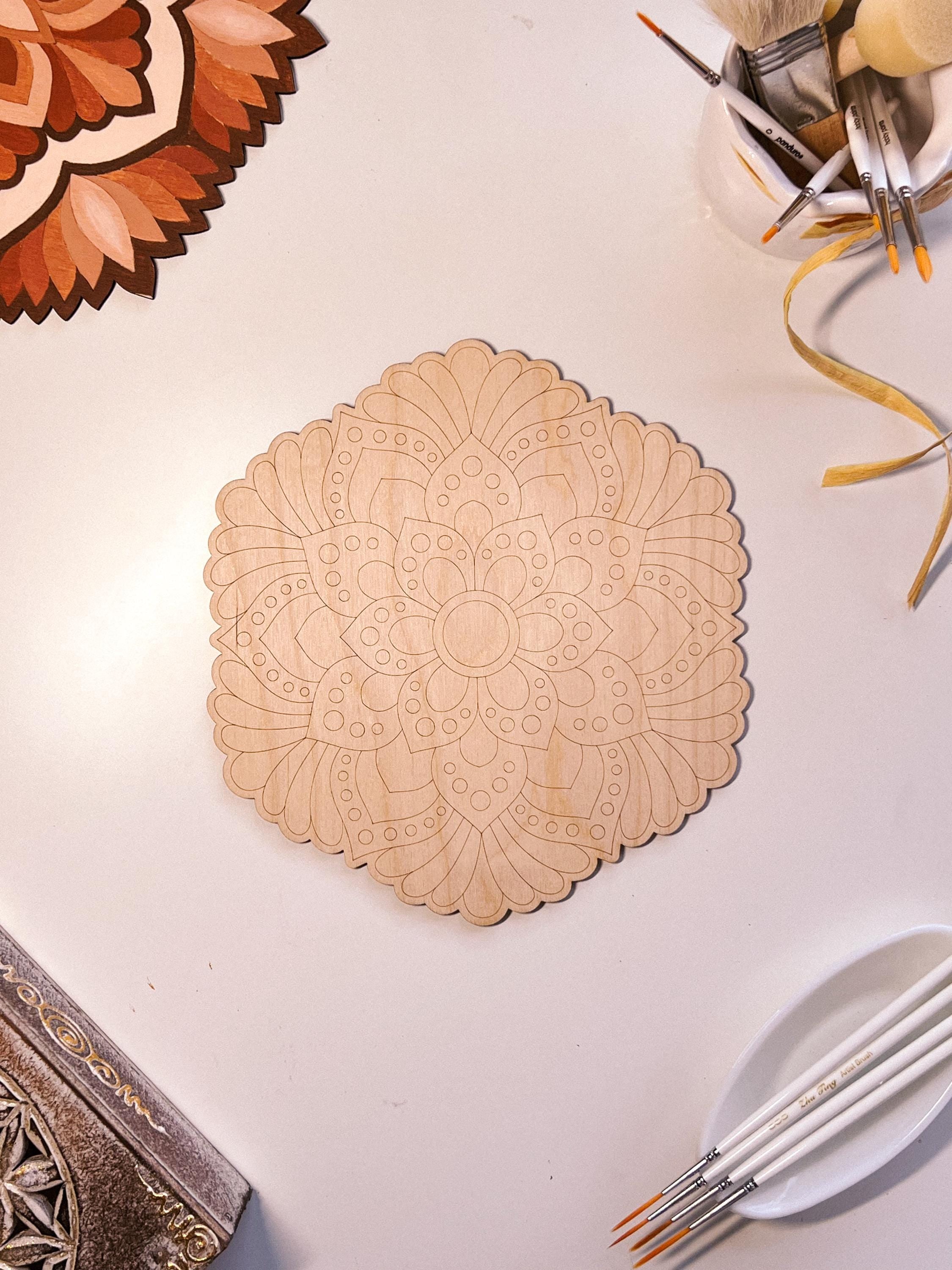 Holzmandala zum Ausmalen, Kunsttherapie, Basteln, Malen für Erwachsene, Wandkunst, Malerei, Heimdekoration, einfaches Zeichnen, Malvorlagen, Mandala-Kunst