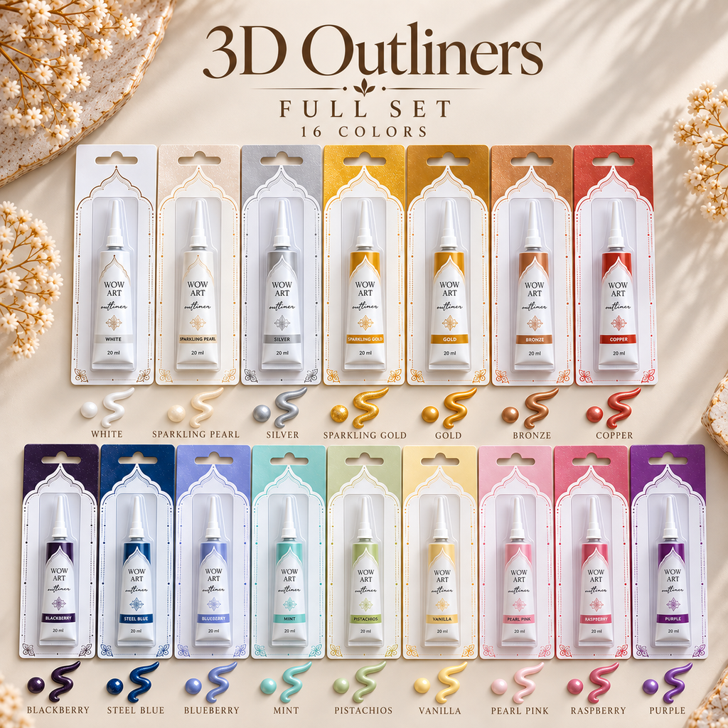 Outliner Paint for 3D Details, Fine Lines and Decorative Painting, contour glass and ceramic paint, dot art, mandala art, Wow Art