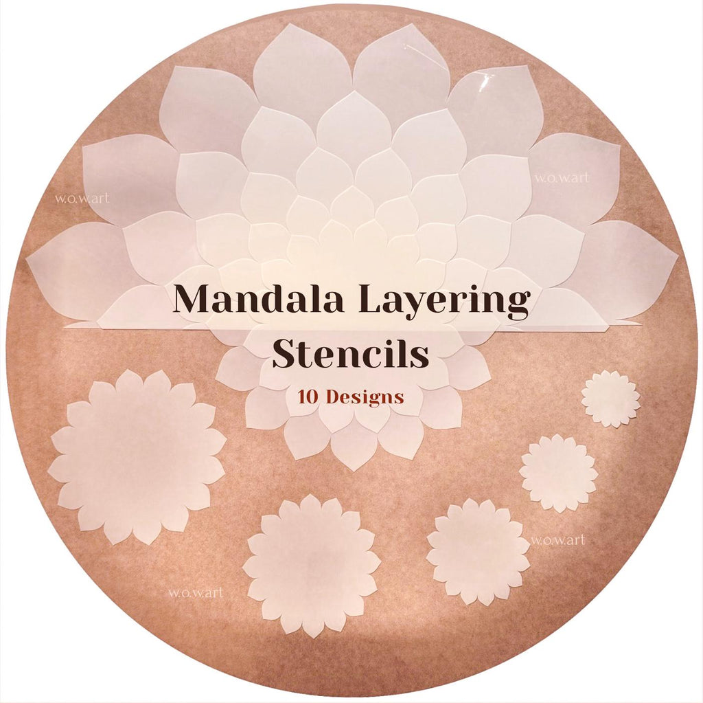 Flexibles Mandala-Schablonen-Set für Malerei & 3D-Effekt | Wiederverwendbare Mandala-Vorlagen zum Zeichnen, Boho-Kunstwerkzeug, DIY, Dabbing-Kunst