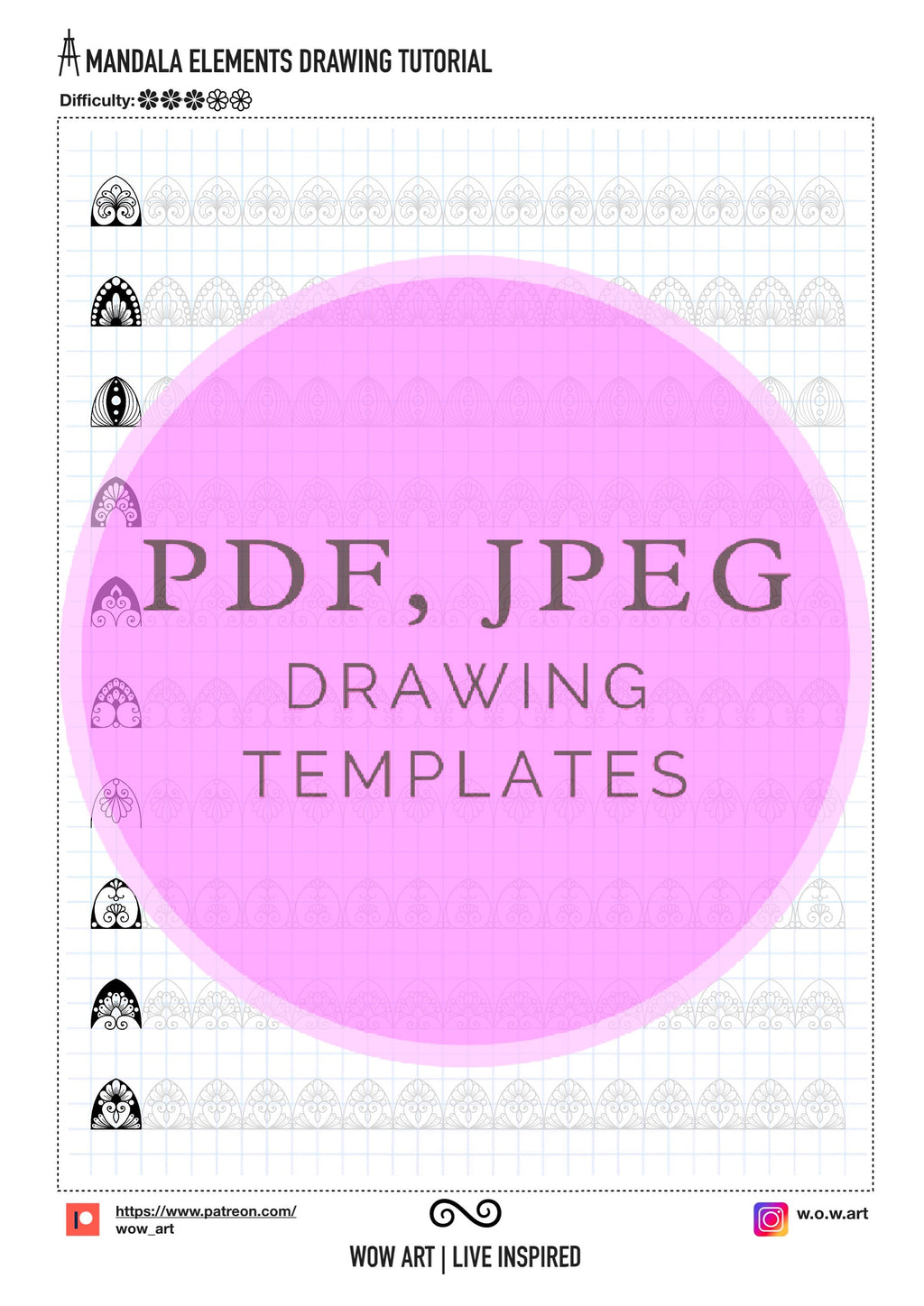 5.Trainingsblätter für grundlegende Muster! Pdf, Jpeg. Mandala-Kunst, Ornamente, digitales Papier, Sofort-Downloads, handgemacht, Kunsttherapie, Kalligrafie