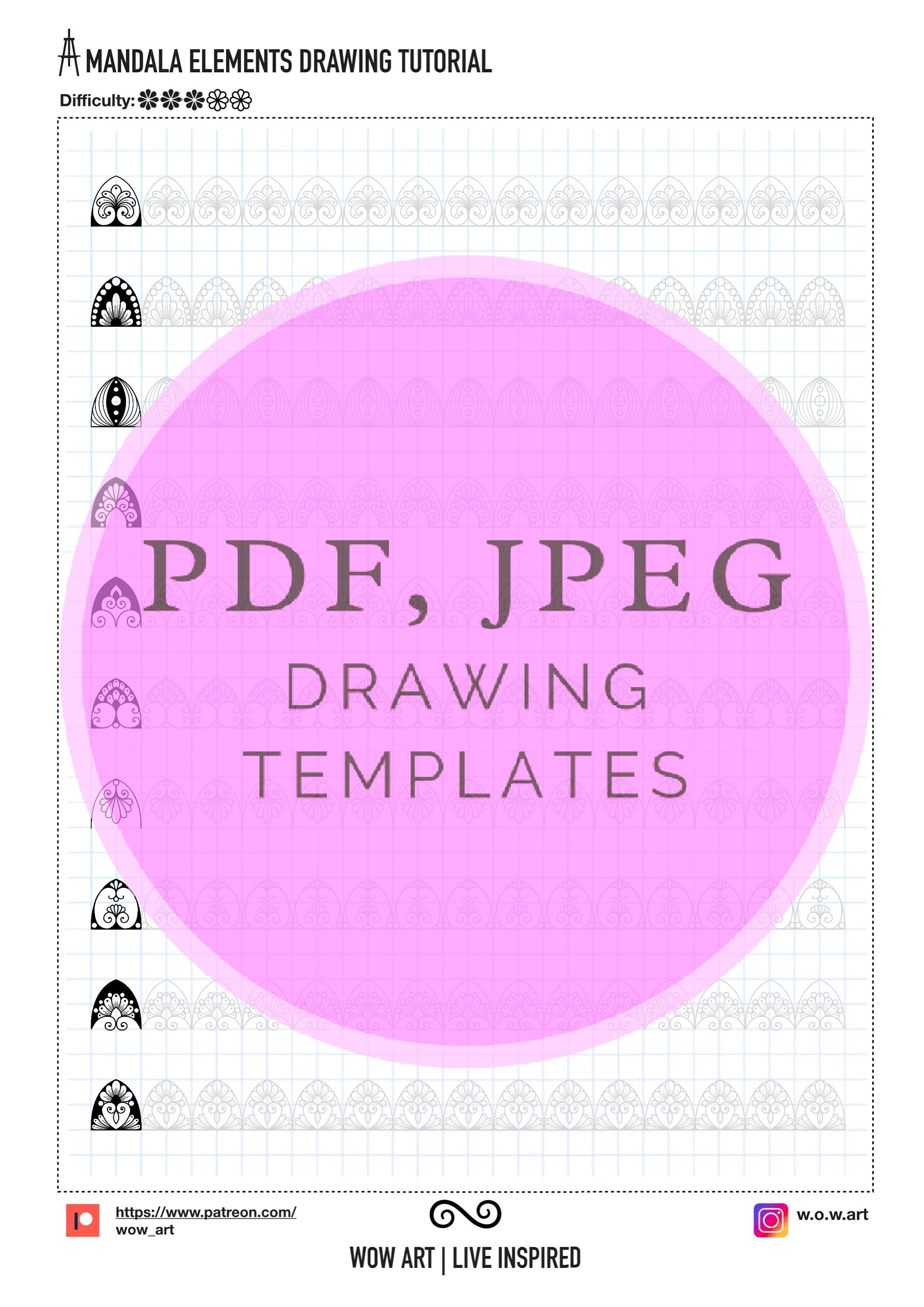 5.Trainingsblätter für grundlegende Muster! Pdf, Jpeg. Mandala-Kunst, Ornamente, digitales Papier, Sofort-Downloads, handgemacht, Kunsttherapie, Kalligrafie