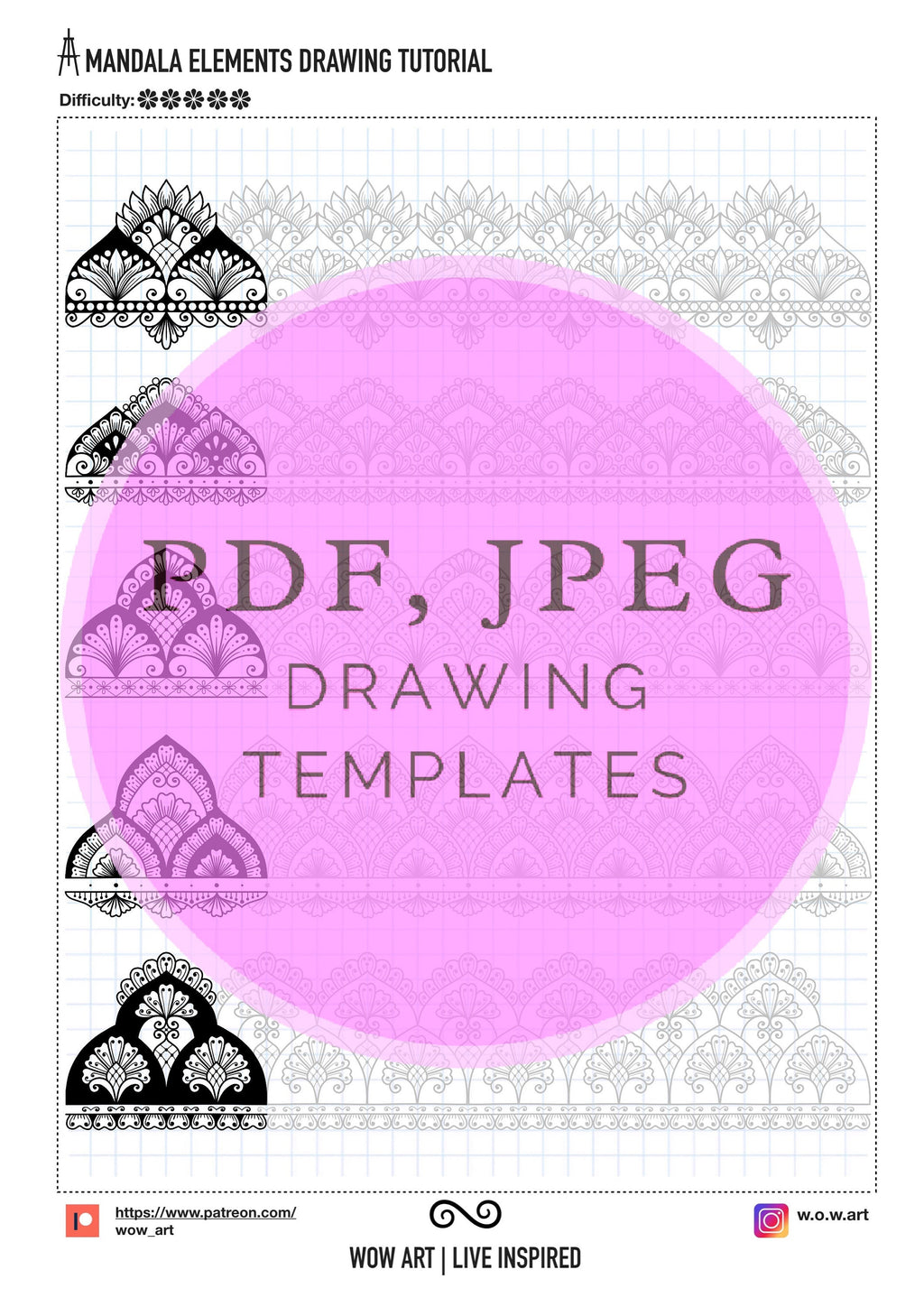 8. Übungsblätter für mehrreihige Muster! Pdf, Jpeg. Mandala-Kunst, Ornamente, digitales Papier, sofortige Downloads, handgemacht, Kunsttherapie, Kalligrafie
