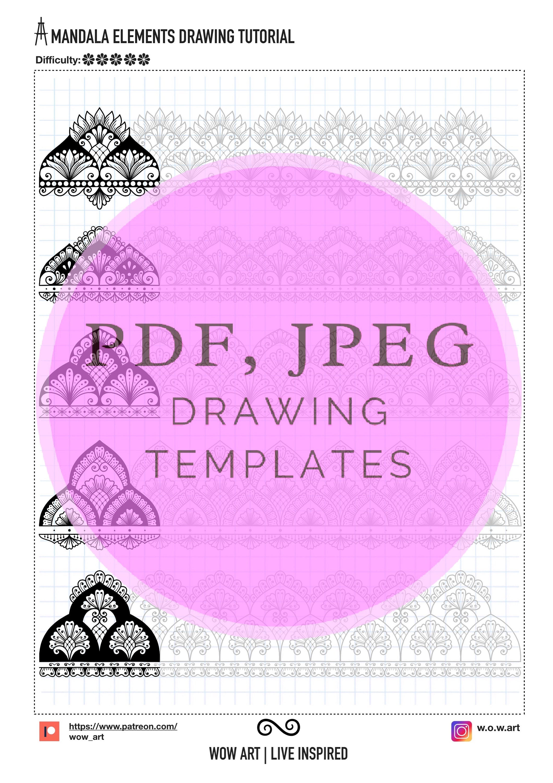 8. Übungsblätter für mehrreihige Muster! Pdf, Jpeg. Mandala-Kunst, Ornamente, digitales Papier, sofortige Downloads, handgemacht, Kunsttherapie, Kalligrafie