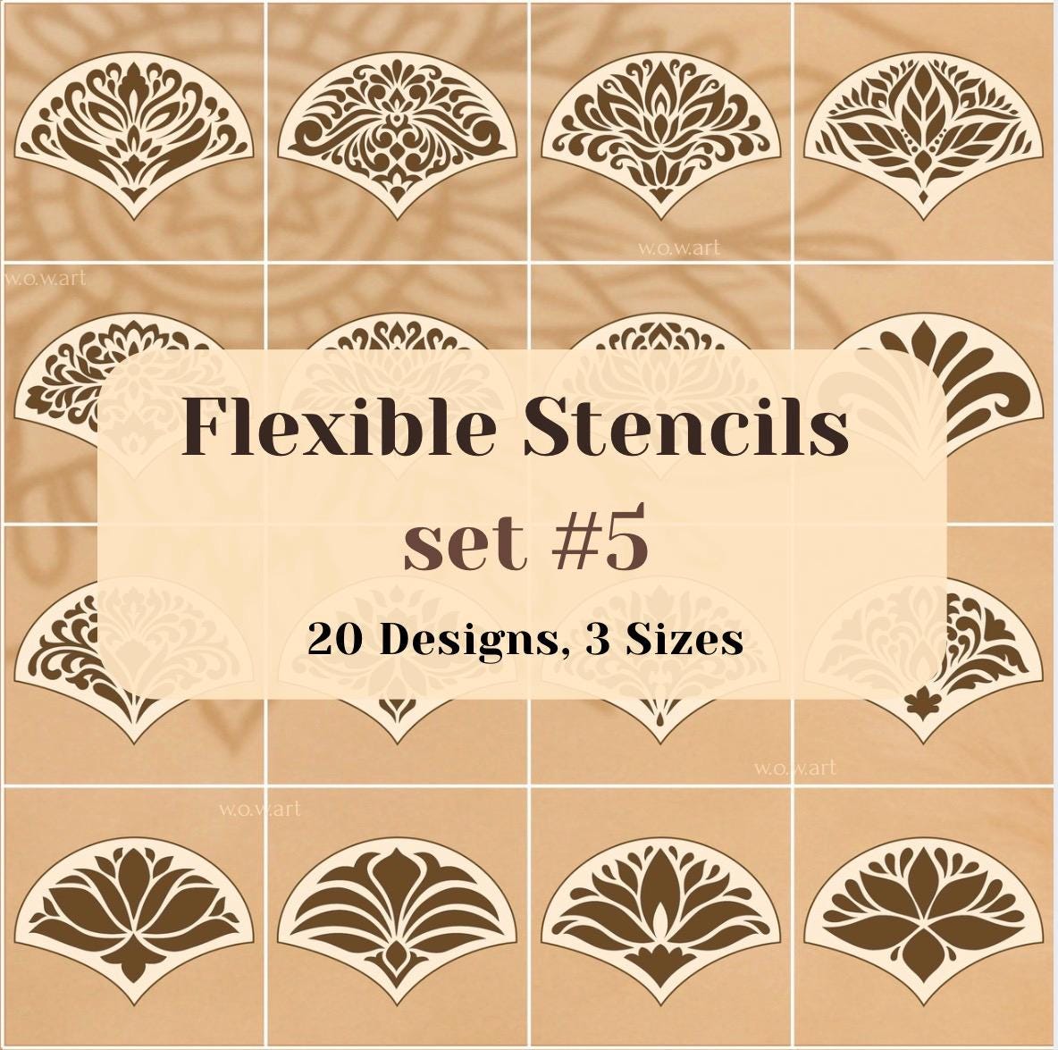 Flexibles Schablonen-Set #5: 20 aufwendige Designs in 3 Größen. Wiederverwendbare Schablonen für Mandalas, dekorative Muster, Dot Painting & DIY Kunst