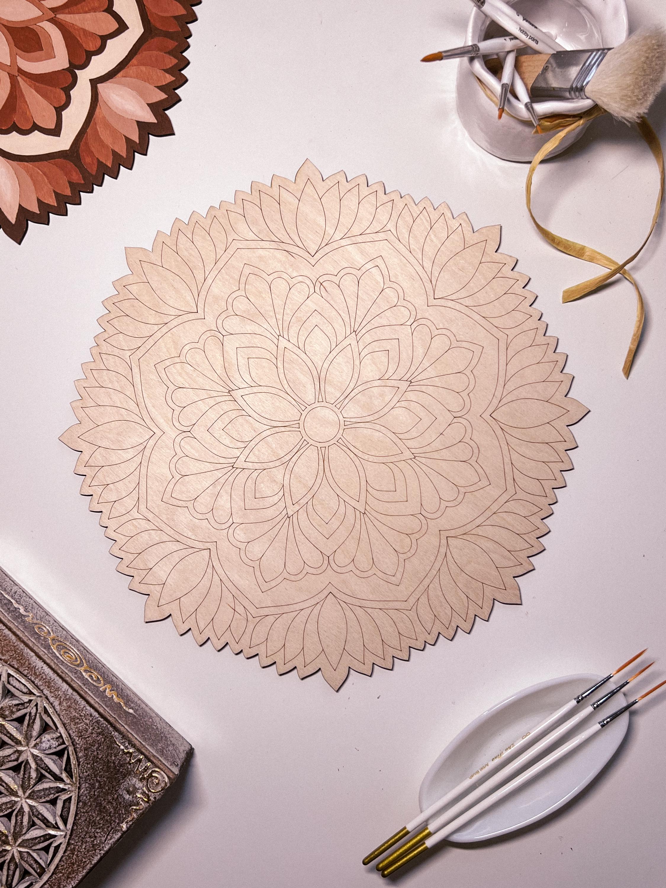 Wooden mandala for coloring, Art therapy, DIY craft, adult coloring, wall art, painting, home decor,easy drawing,coloring boards,mandala art