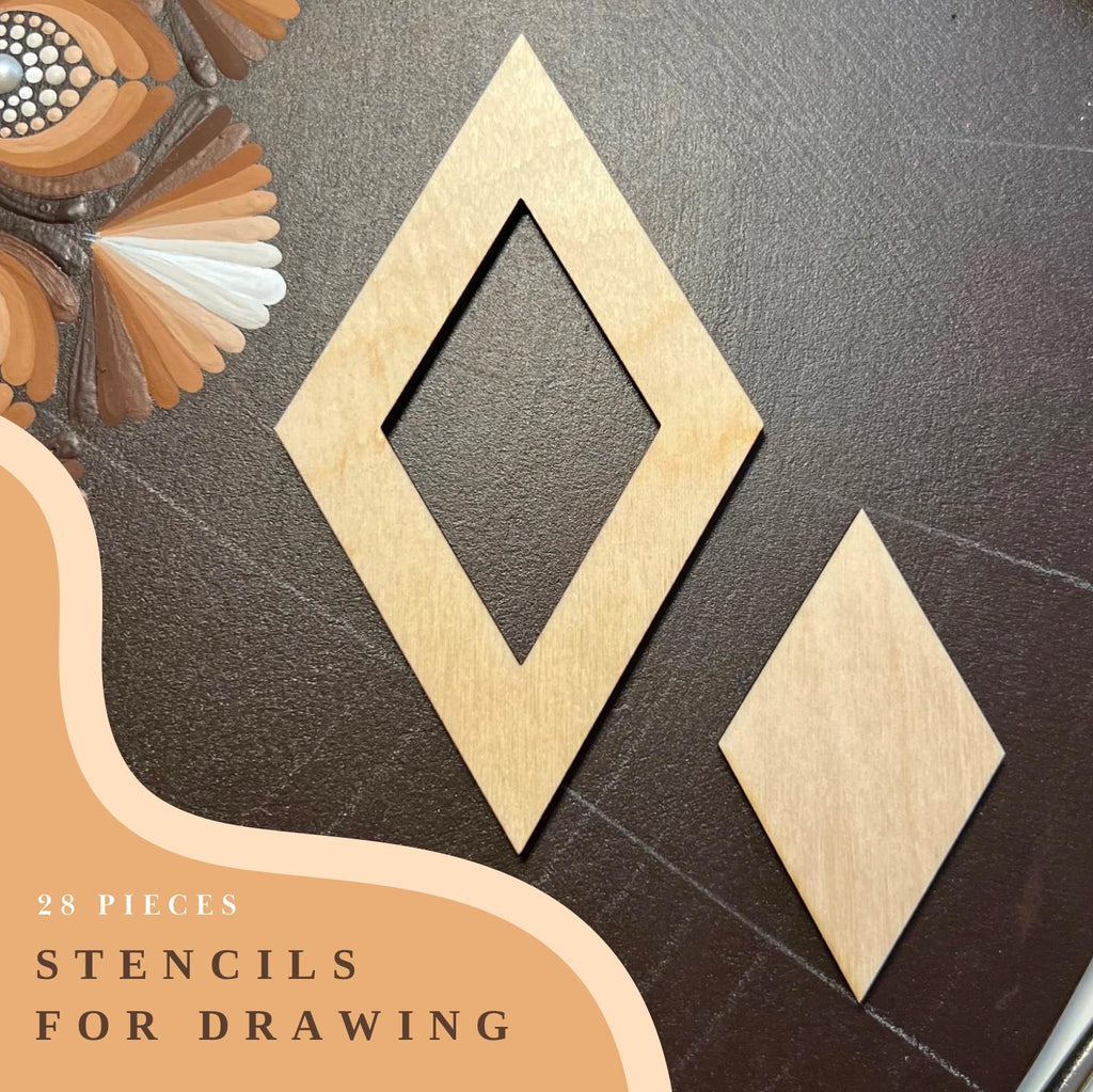 Zeichenschablonen, Dot-Art-Werkzeuge, Holzformen, Mandala-Kunstzubehör, Malschablonen, Mustergestaltung, geometrische Figuren, Zeichenset