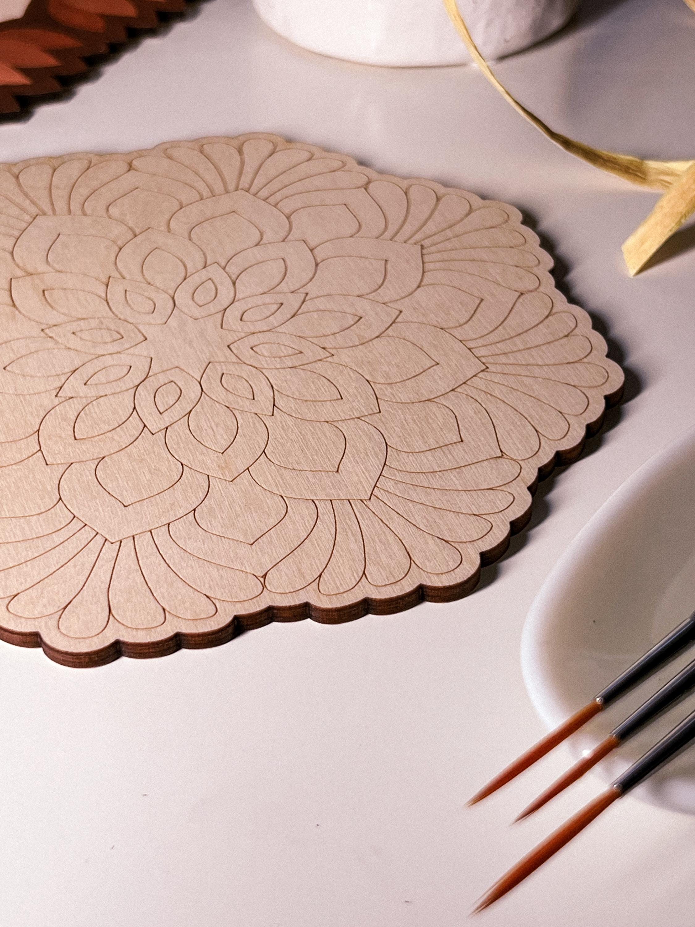 Wooden mandala for coloring, Art therapy, DIY craft, adult coloring, wall art, painting, home decor,easy drawing,coloring boards,mandala art